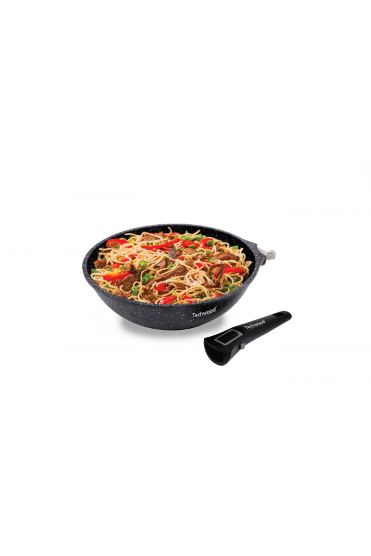 Techwood-Wok Techwood TP-30WO, 30cm, removable handle, glass lid, all heat sources, including induction 3
