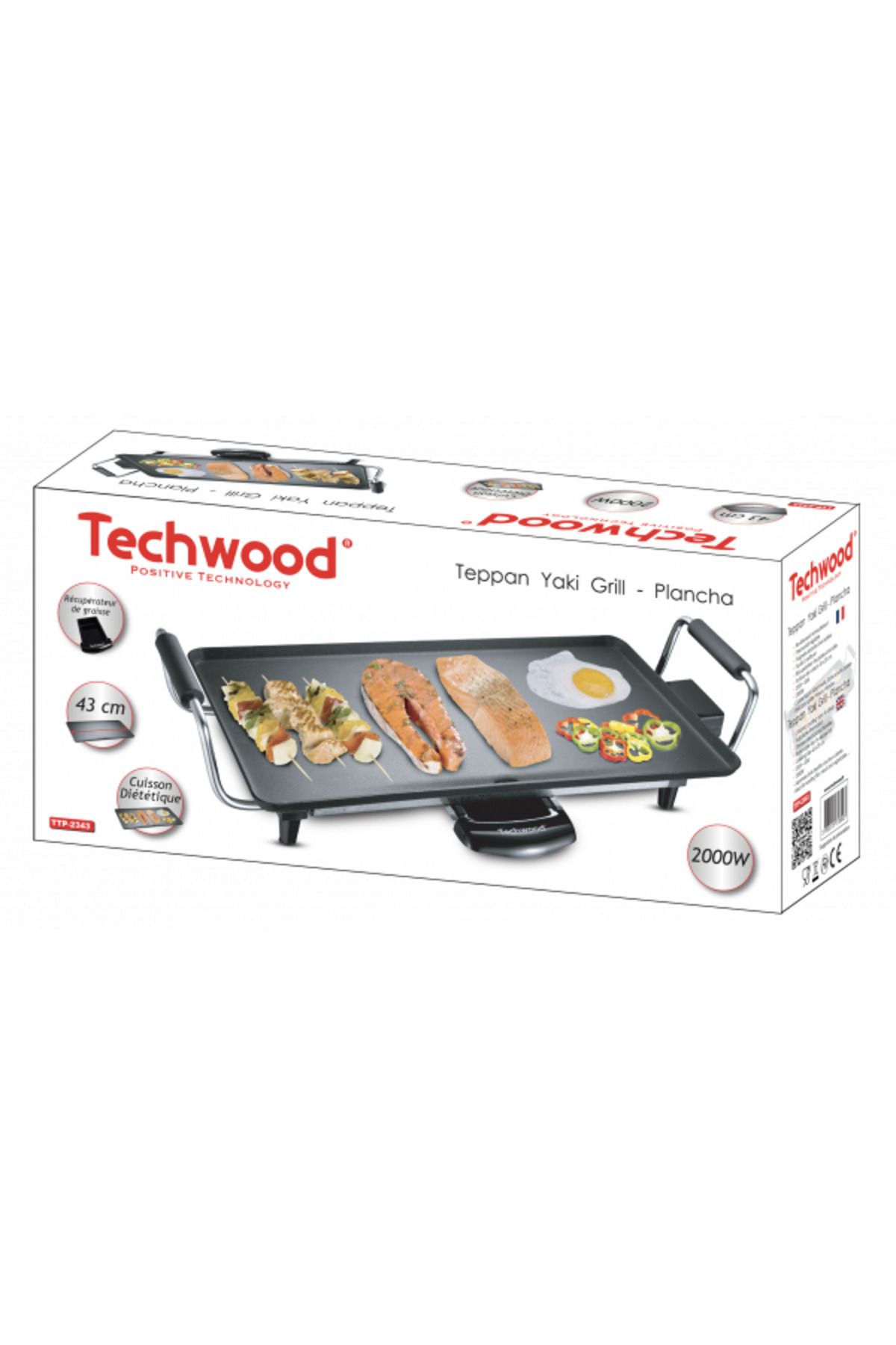 Techwood-Elektrický gril Teppan Yaki Techwood TTP-2343, 2000W, 43x23cm, termostat 2