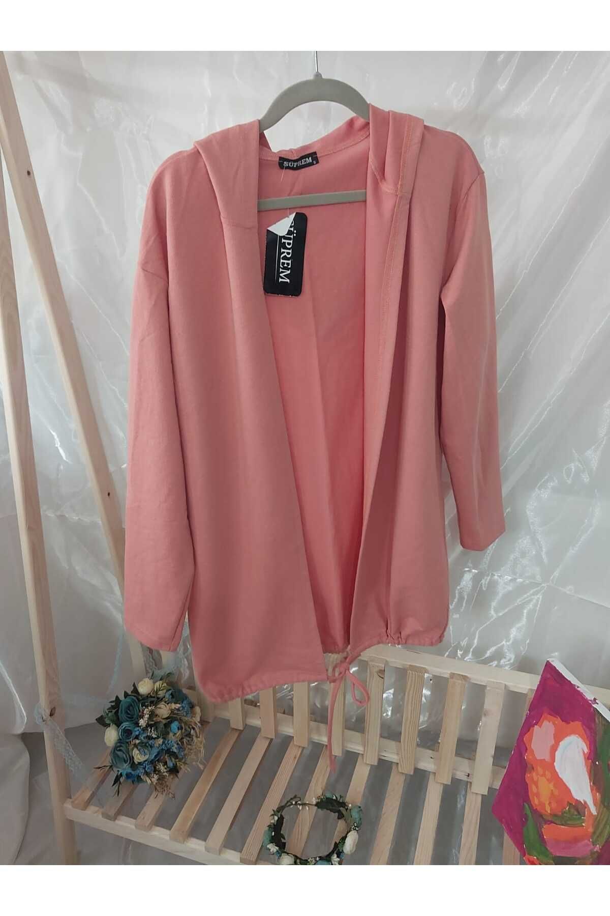 aryam butik-Two Thread Tie Back Festive Hooded Cardigan 3