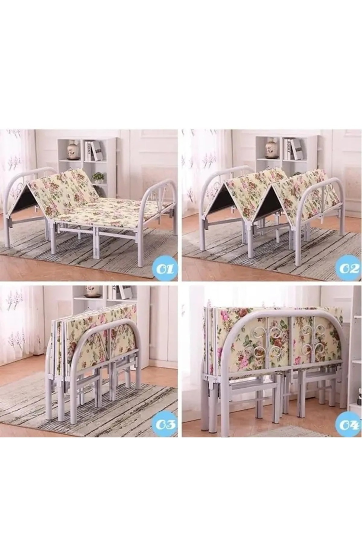 Cady One-Comfortable and portable foldable metal single bed suitable for narrow spaces, 190 x 90 x 70 cm 4