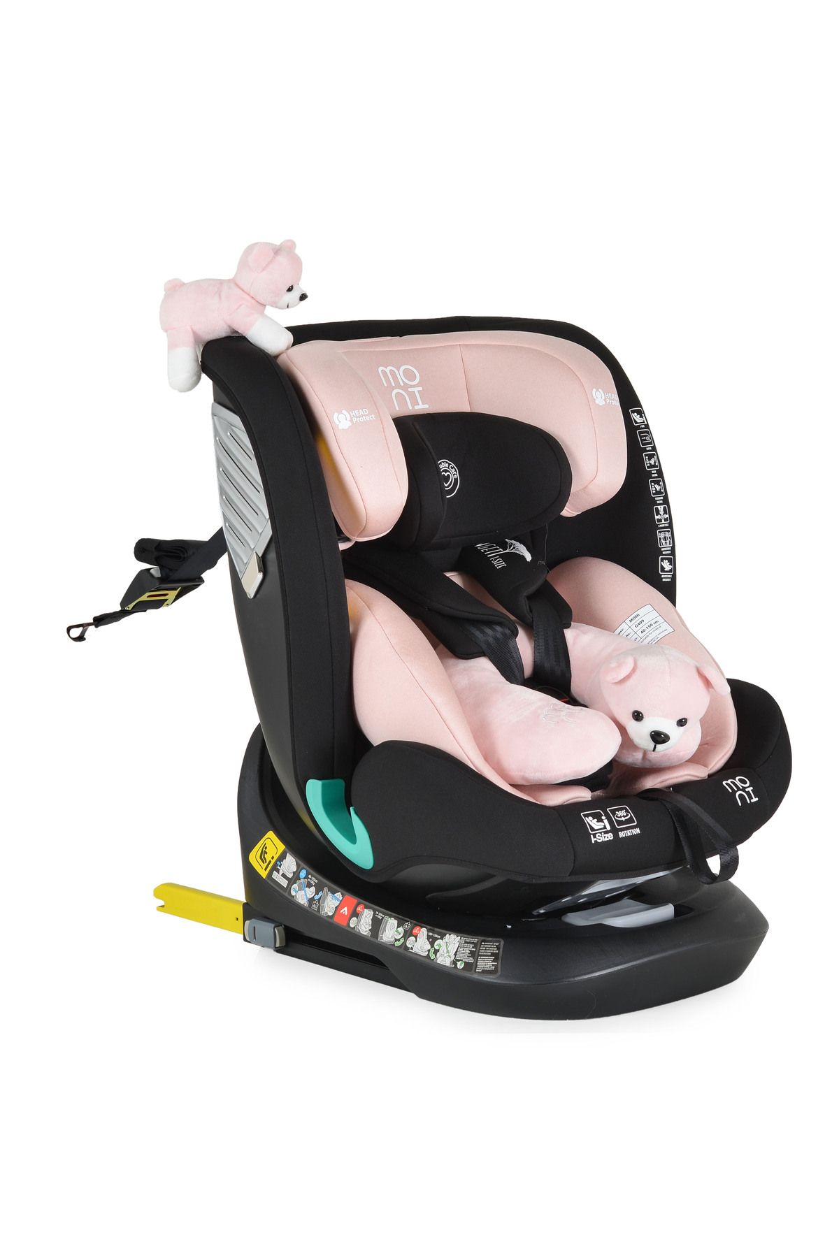 OEM Scaun Auto 0-36 Kg Cu Isofix Moni Serengeti Roz, Sezut Rotativ 360 Pozitie De Somn, Varsta 0-12 Ani - One Size