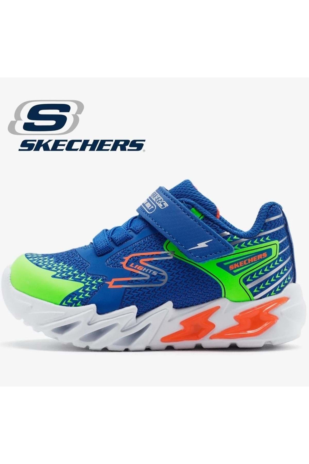 SKECHERS Flex - Glow Bolt 400138n Ortopedik Işıklı Çocuk Spor Ayakkabı Mavi