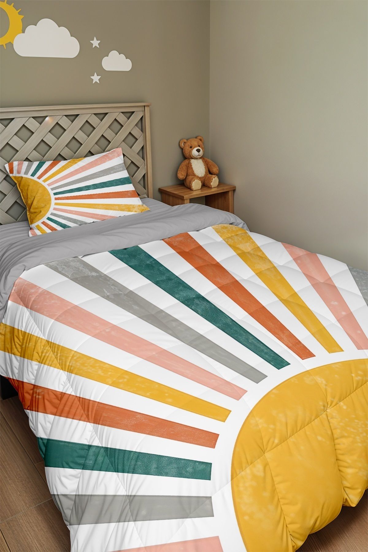 EVPANYA-Colorful Bohemian Sun Patterned Single Duvet and Pillowcase 1