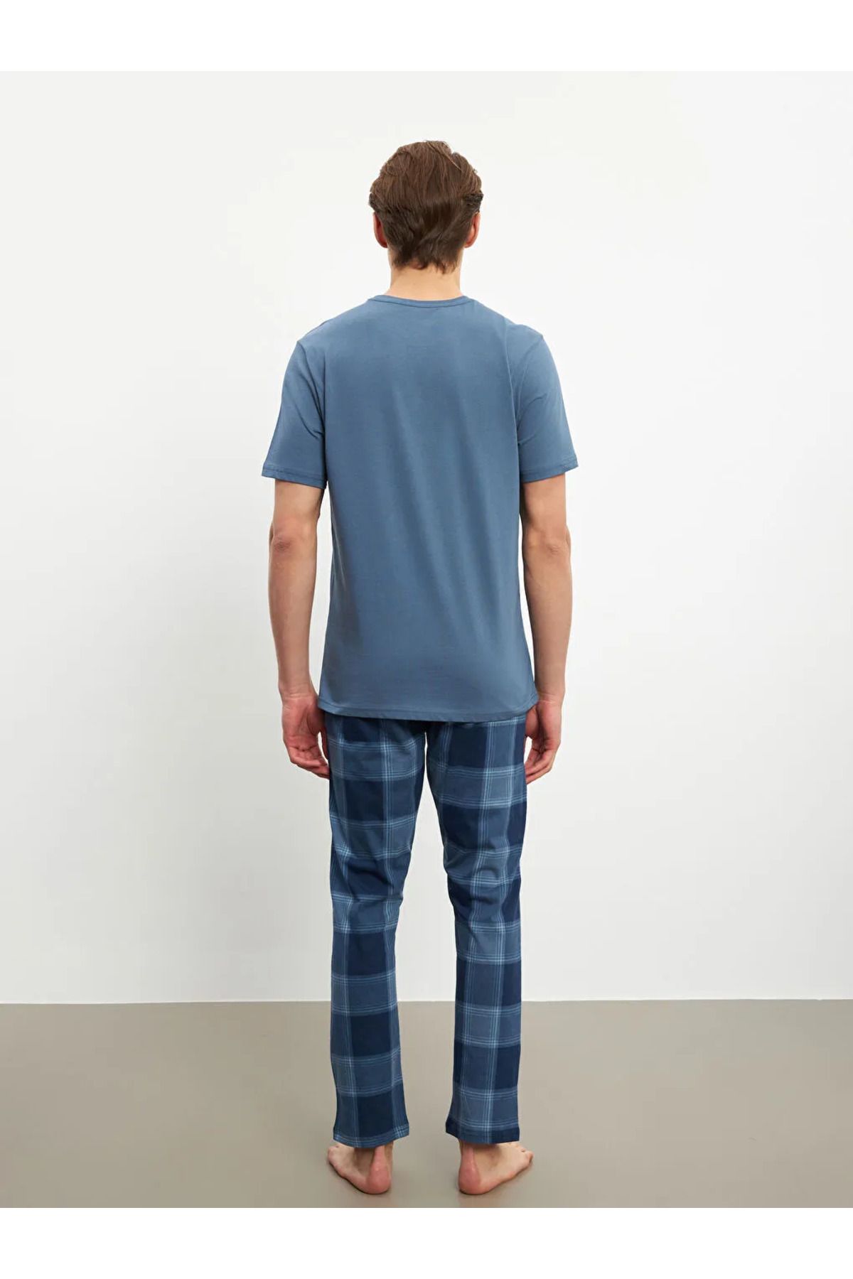 Mavi Standart Kalıp Erkek Pijama Takımı - 4