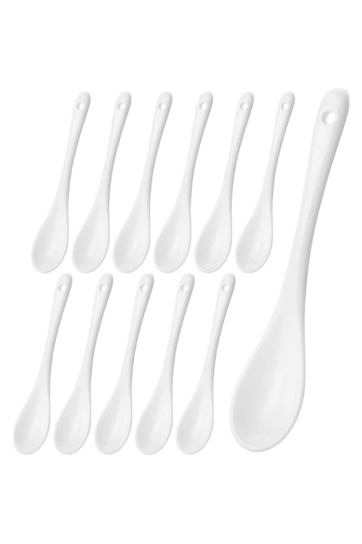 Lumpedy 12-Adet Beyaz Porselen Servis ve Baharat Kaşığı Mama Şeker Çay Tatlı Reçel Kahvaltılık Kaşığı 12cm fotoğrafı 4 (önizleme)