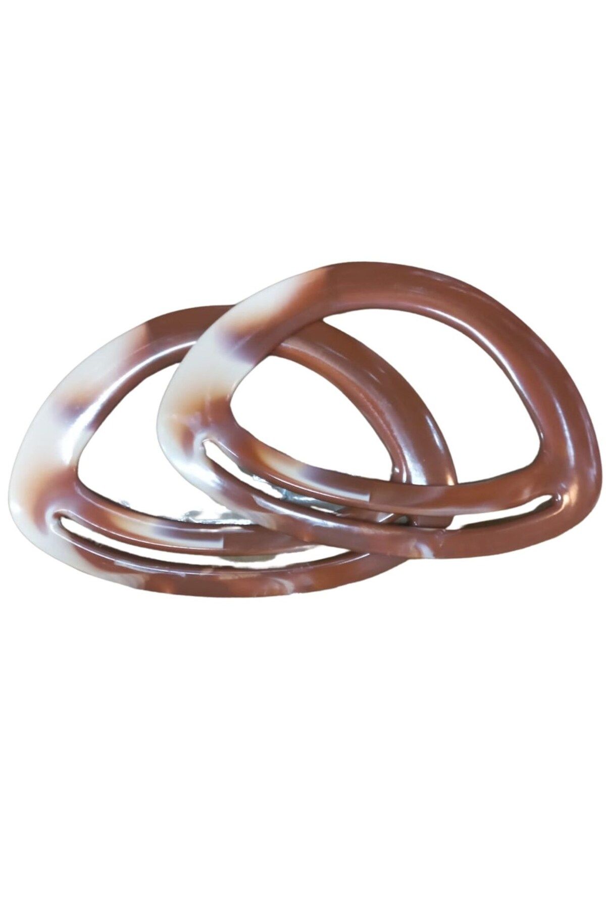 Tunastore Çanta Sapı Oval Kahverengi-Beyaz 18 cm