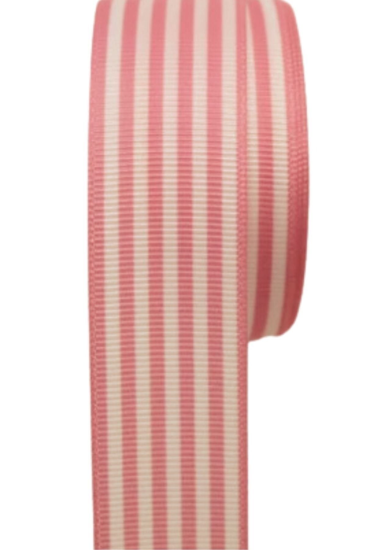 KfksStore Tafta Çizgi Desen Kurdele 25 mm Pudra 1 Metre