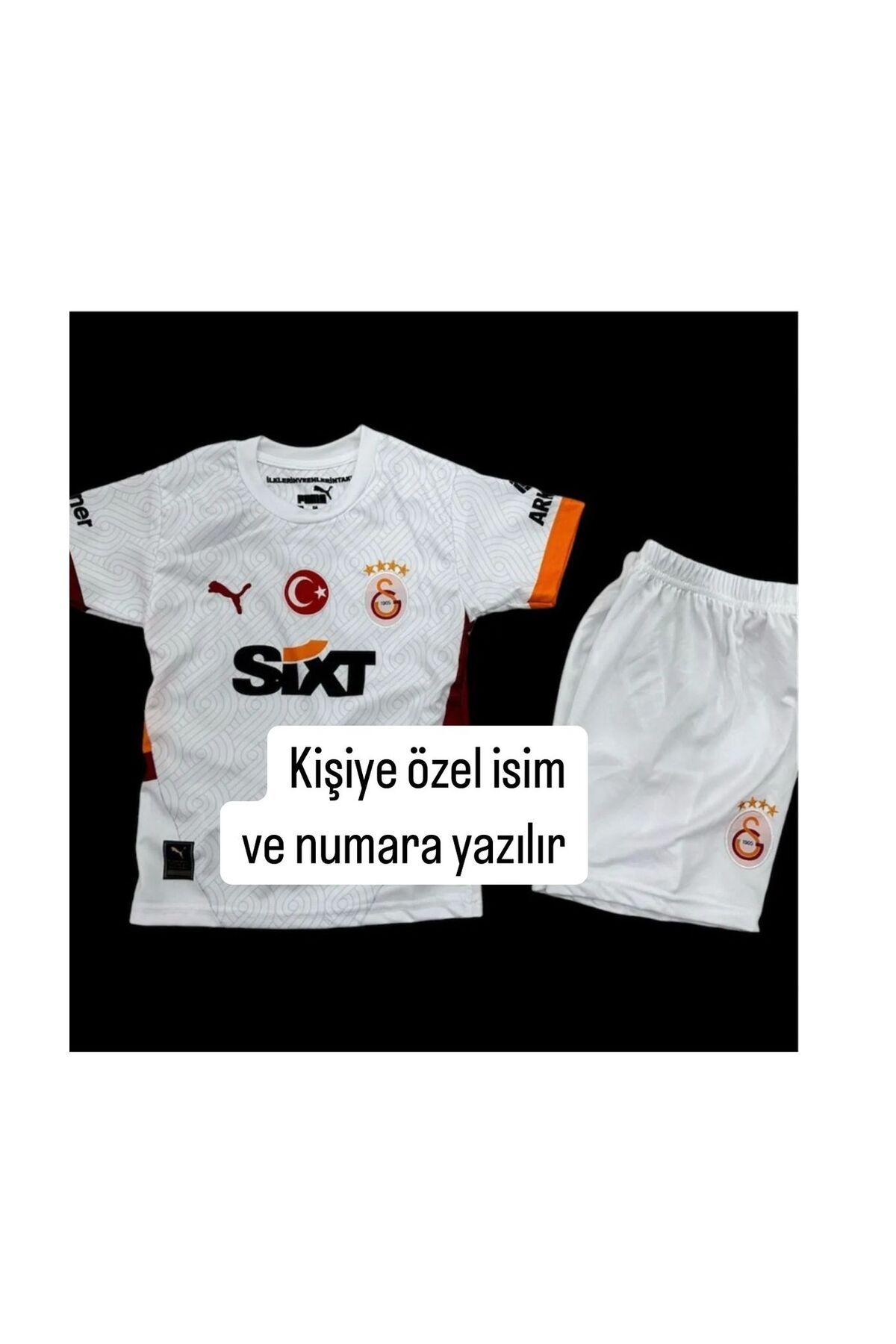 Kişiye Özel İsim ve Numara Yazılır Galatasarây//2024/2025 Beyaz Çocuk Forma Şort Seti Yeni Sezon