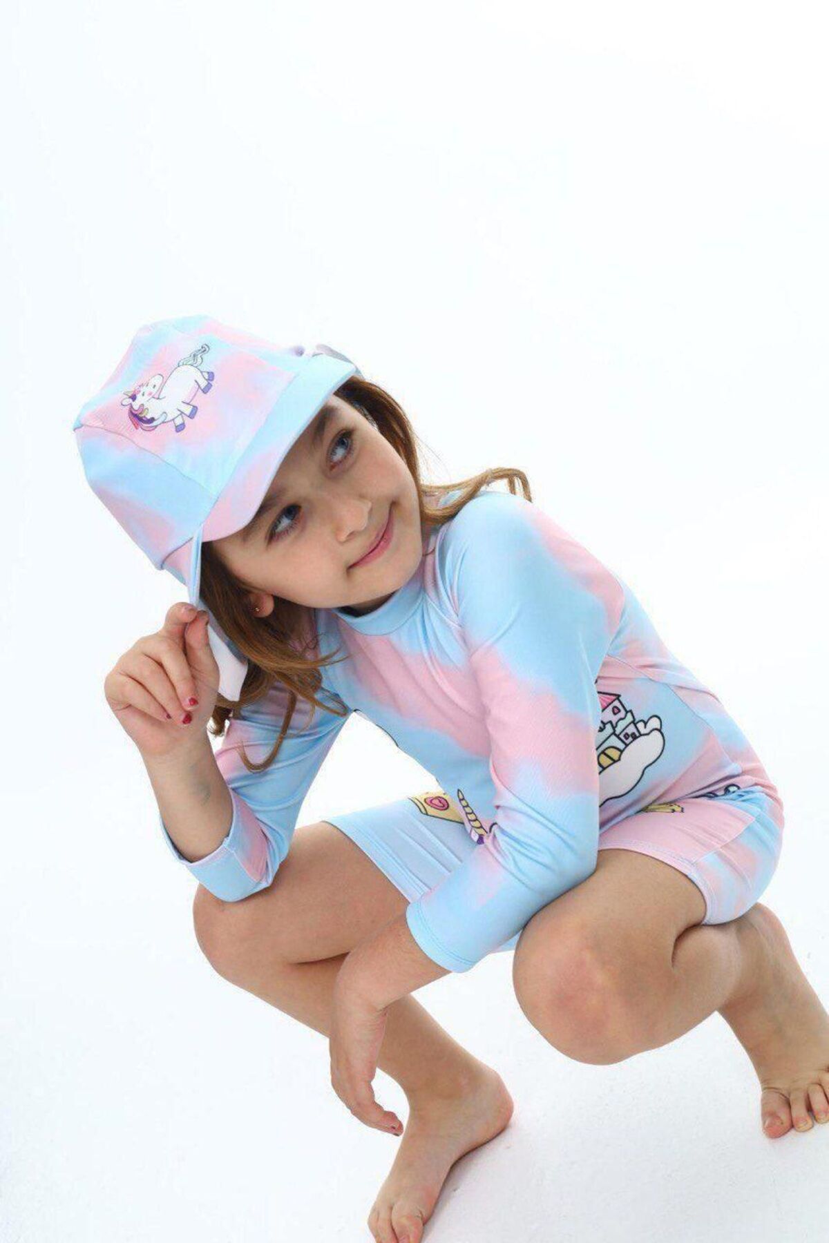 mikam-New Model Girl's Long Sleeve Hat, Zippered Shush Mayak, Glasses and Top Splashing 1
