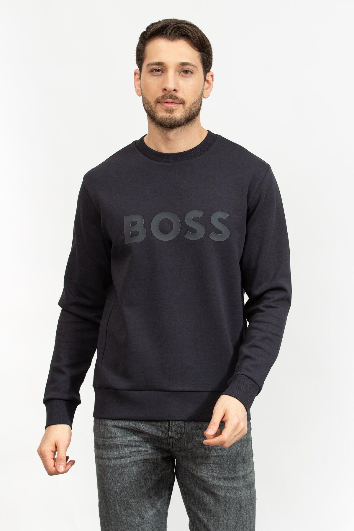 BOSS Erkek Bisiklet Yaka Sweatshirt