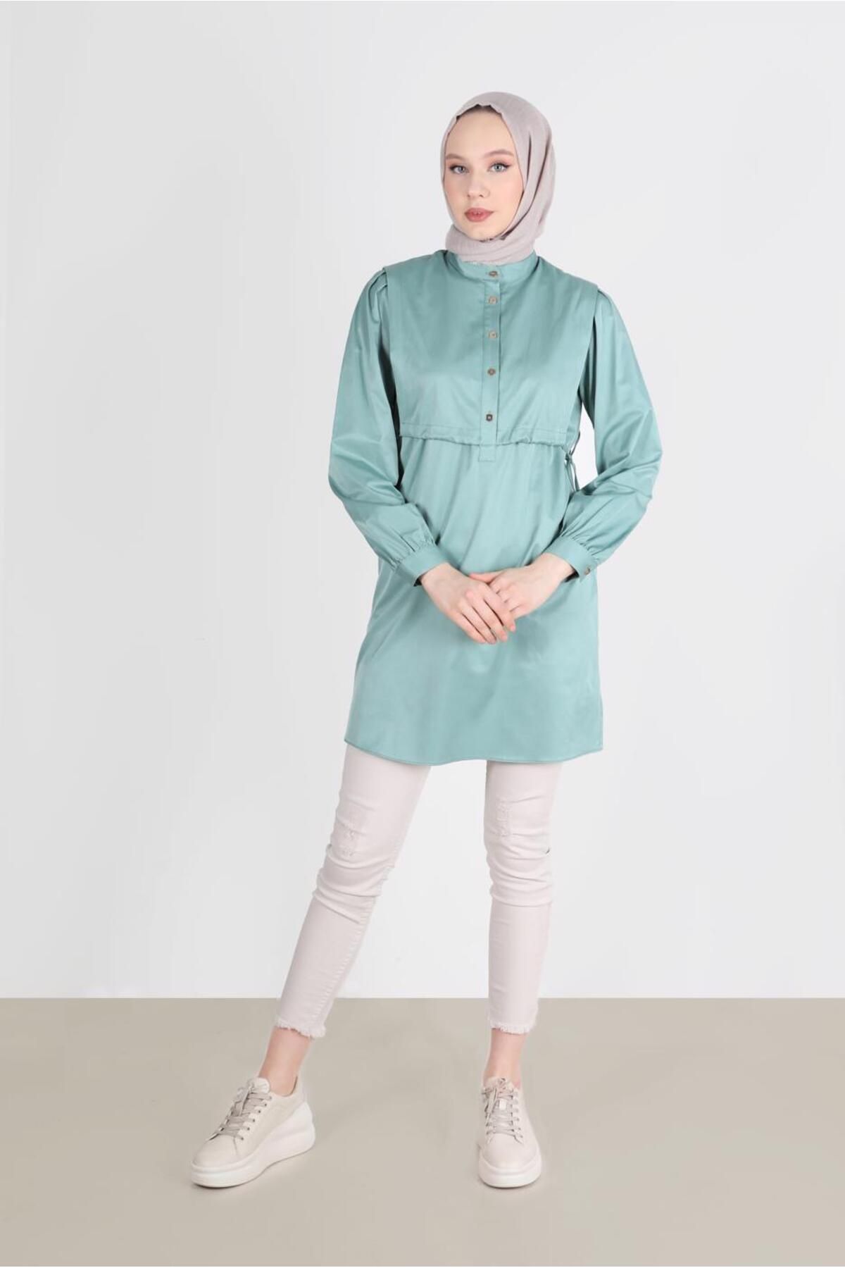 تونیک دکمه دار کمر جمع شده 42664 Alvina