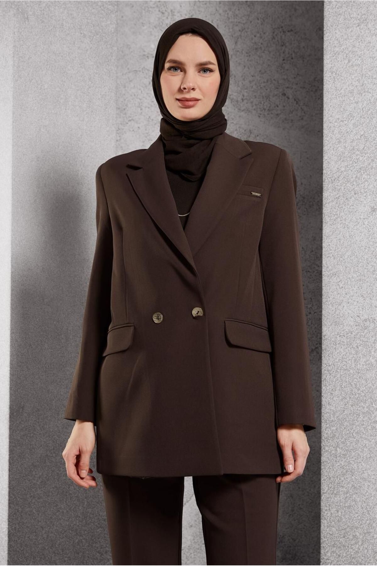 کاپشن بلیزر یقه دوبل 45046 Alvina