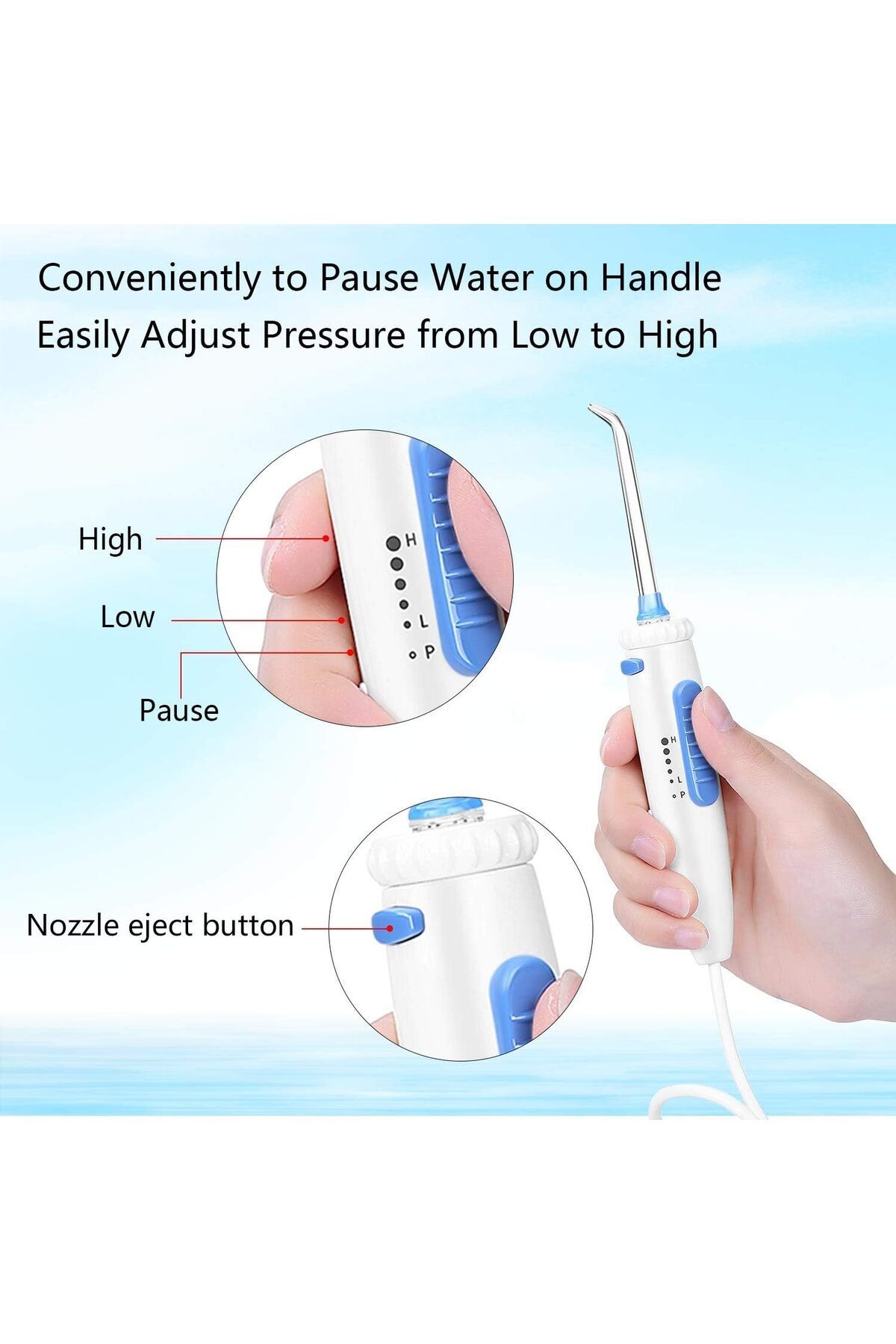h2ofloss-® Dental Water Flosser for Teeth Cleaning with 13 Multifunctional Tips&800ml Capacity-HF-9 6