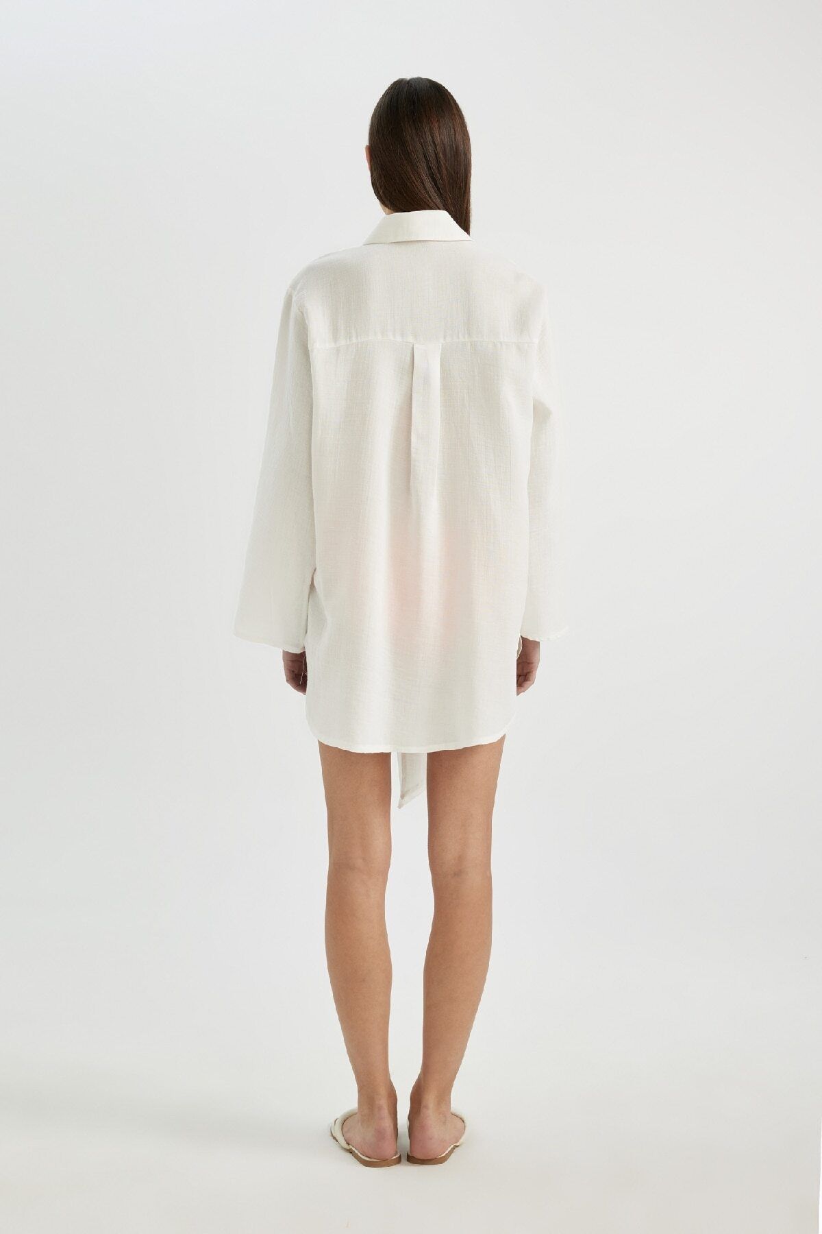 DeFacto-Muslin Front Tie Beach Shirt-Fall in Love B7333Ax24Sm 6