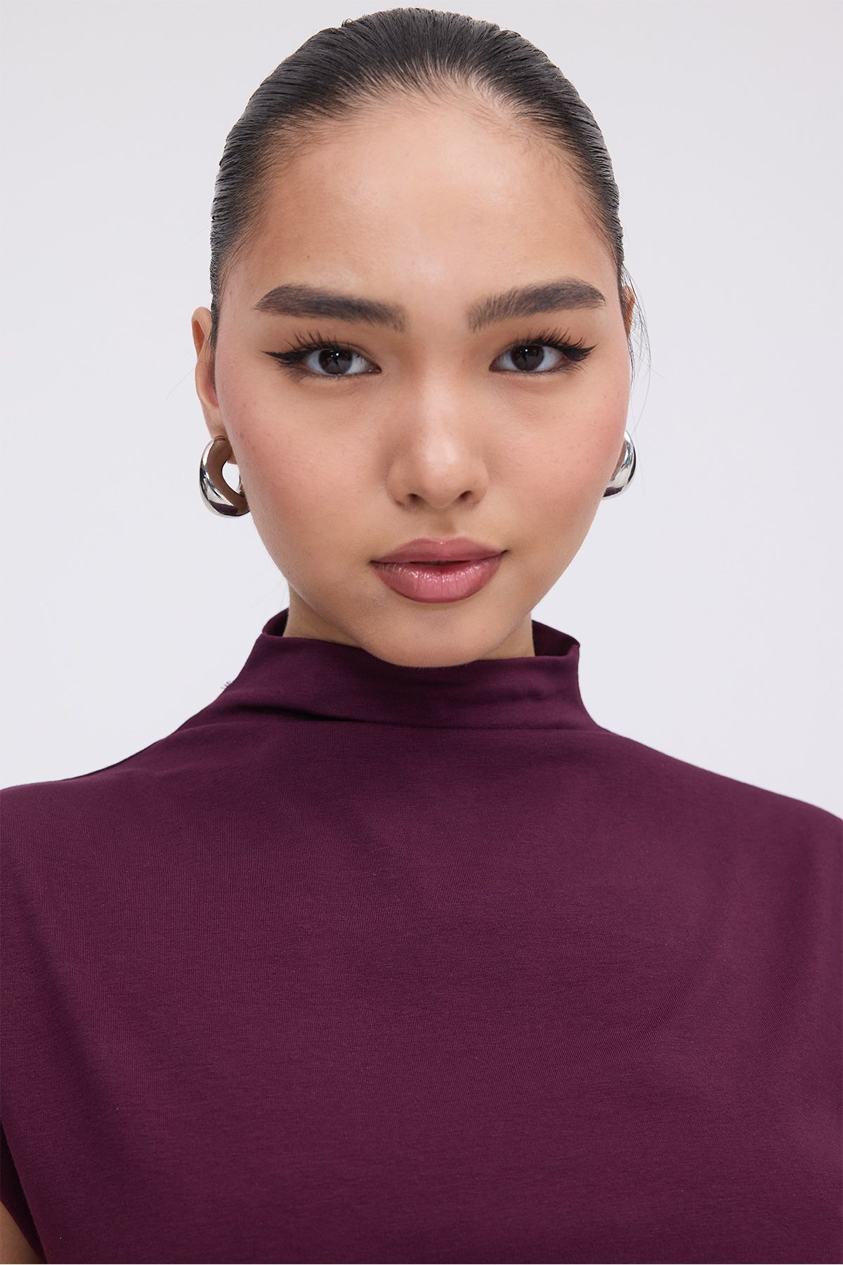 Addax-Stand Collar Basic Blouse B1553-İ11 4
