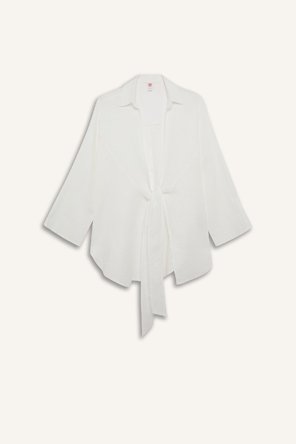 DeFacto-Muslin Front Tie Beach Shirt-Fall in Love B7333Ax24Sm 7