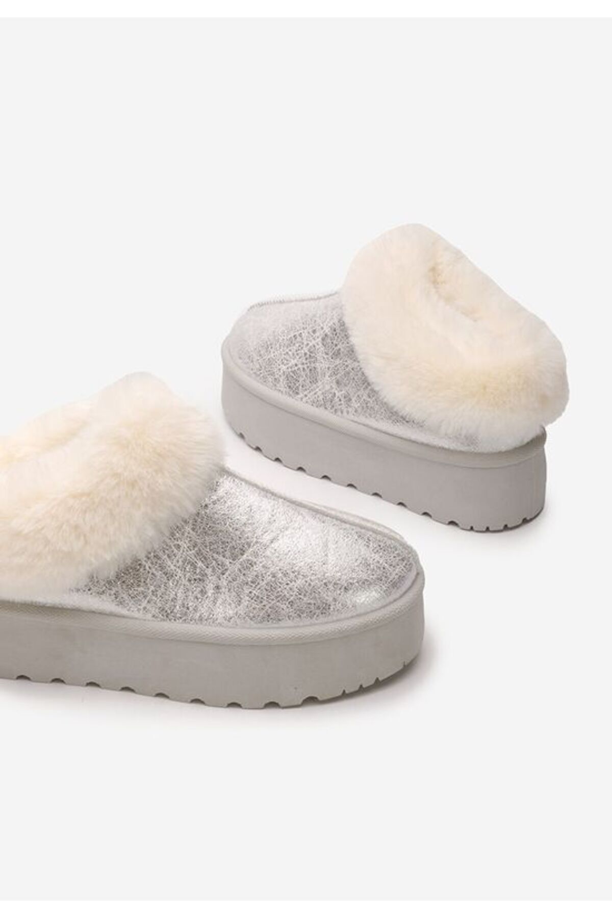 B T Shoes-Ghete cu platformă Maily argintii 5