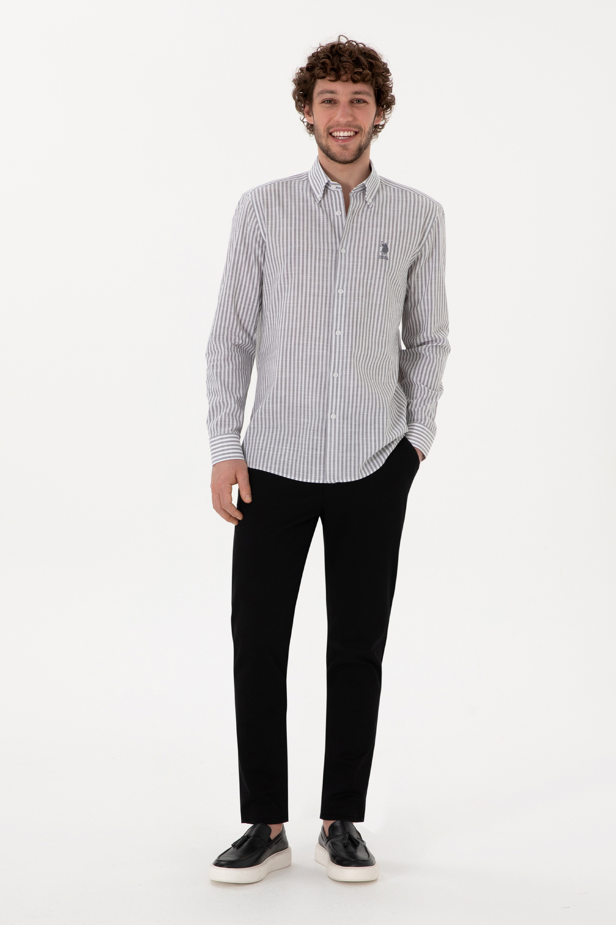 U.S. Polo Assn.  Erkek Siyah Slim Fit Kanvas Pantolon 50309142-VR046 - Görsel 4