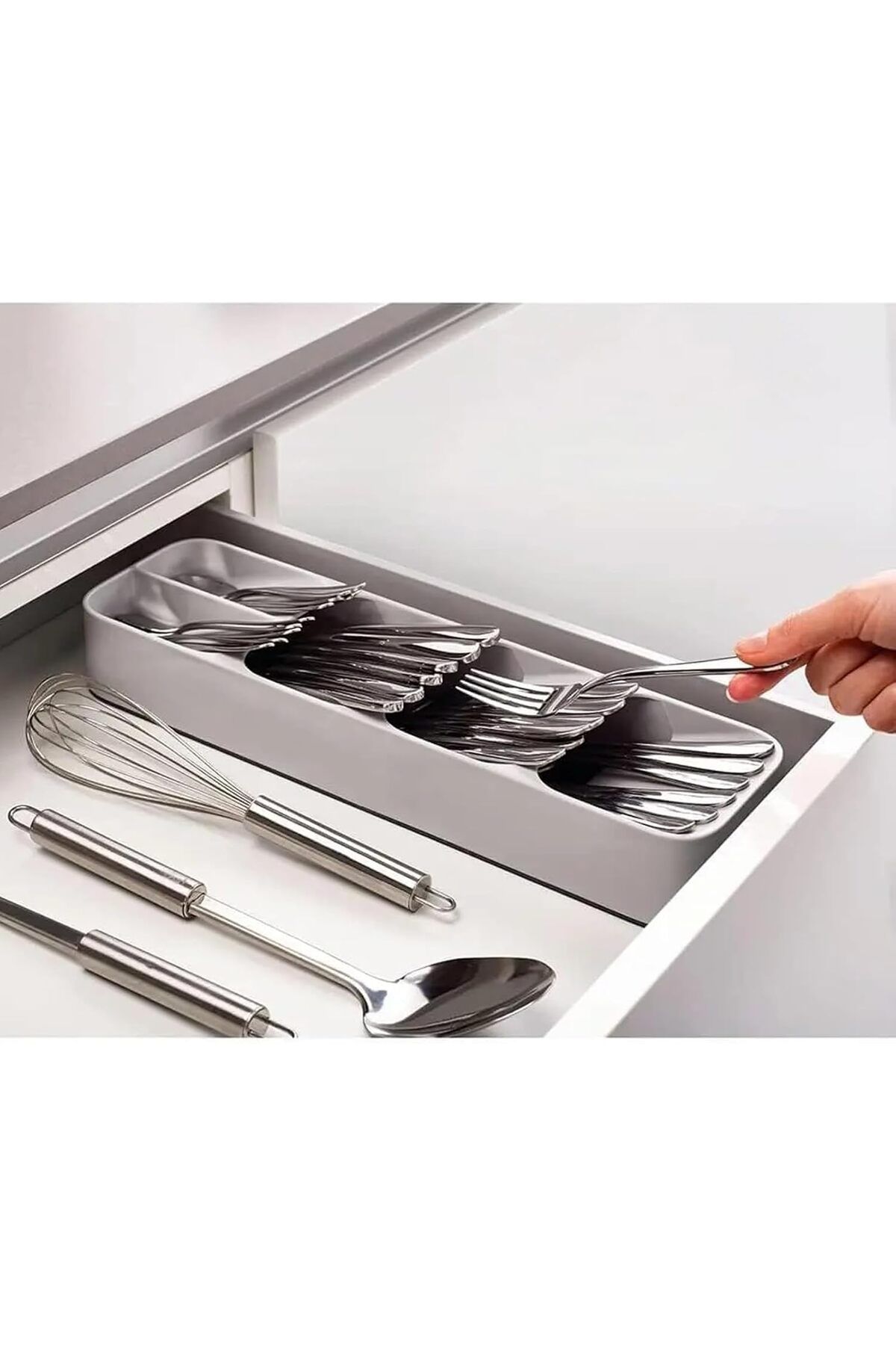 COOYA-Silverware Drawer Organizer,5 with Stacking Compartments for Different Silverware,15.6x4.33x2.25 in 5