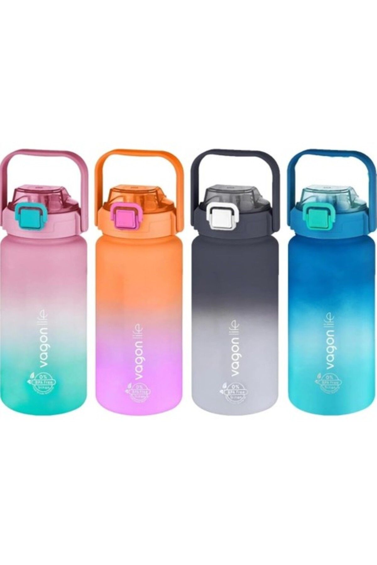 Vagonlife-1500 ml Softtouch Motivational Water Bottle - Use with and Without Straw, Double Color 4