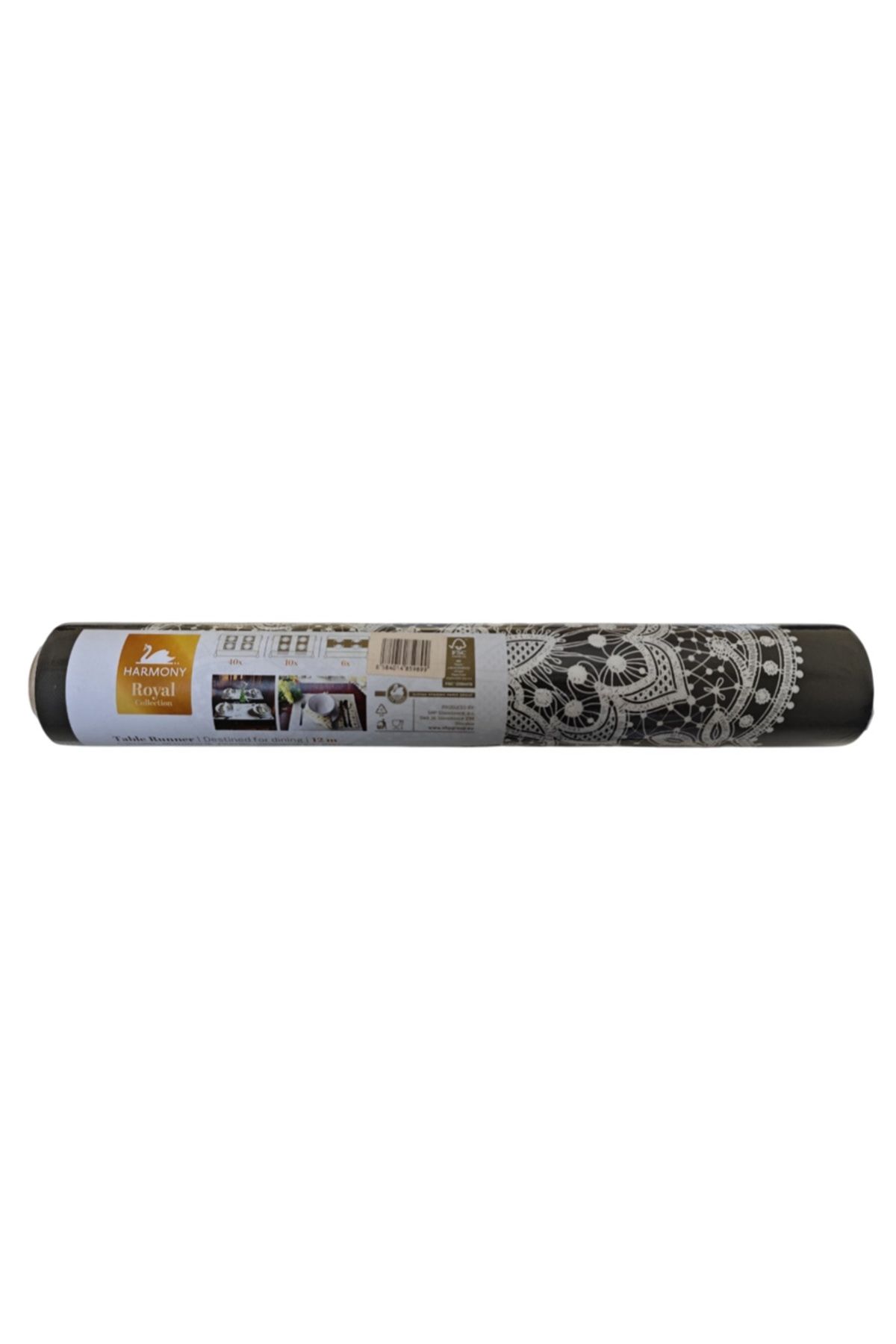 Harmony-Royal Collection 12-Meter Table Mat - Elegant Printed Black Design for Dining & Events 1