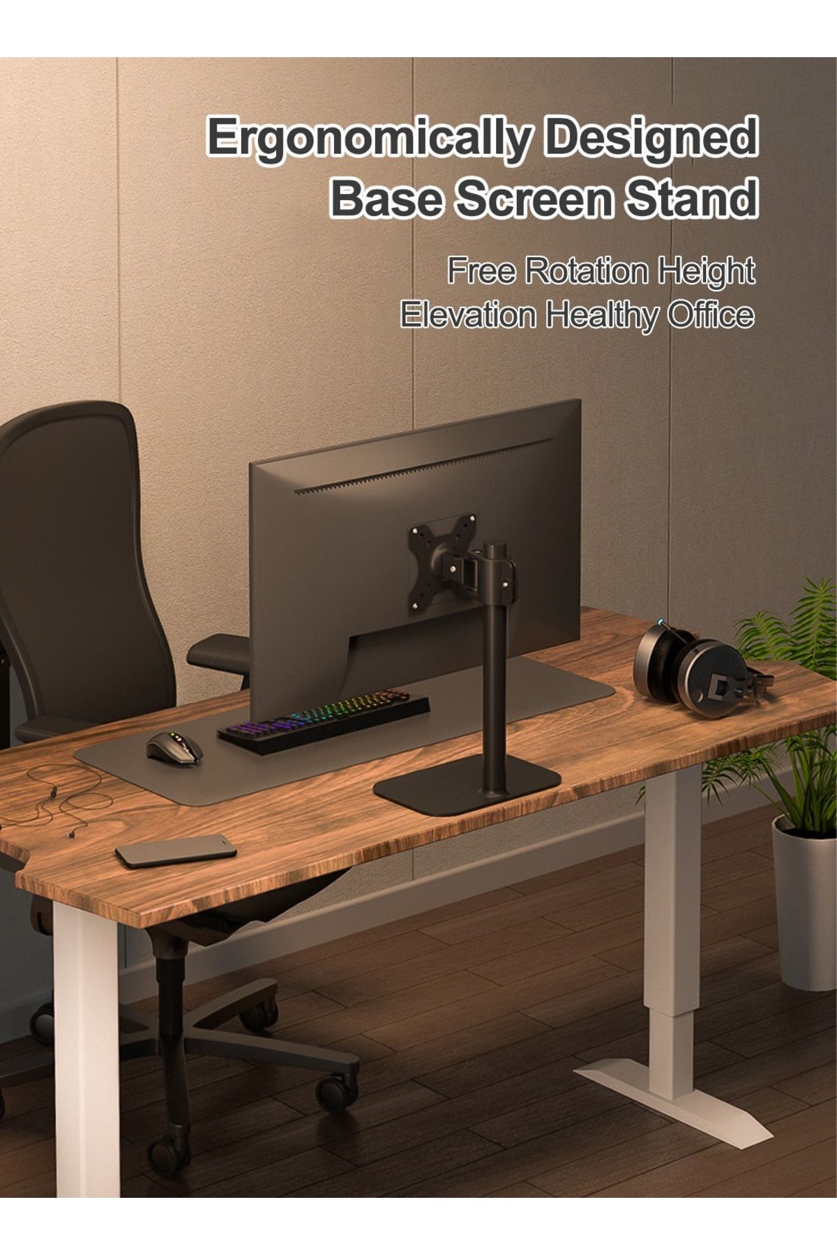 FlashHawk-Desktop Single Monitor Arm for 14-27 inch Monitors,Tiltable and Rotatable 6