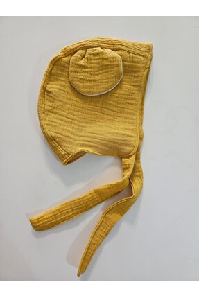 Atölye Hamarat Çift katlı Muslin Kumaş Bonet Ayıcık Kulaklı şapka