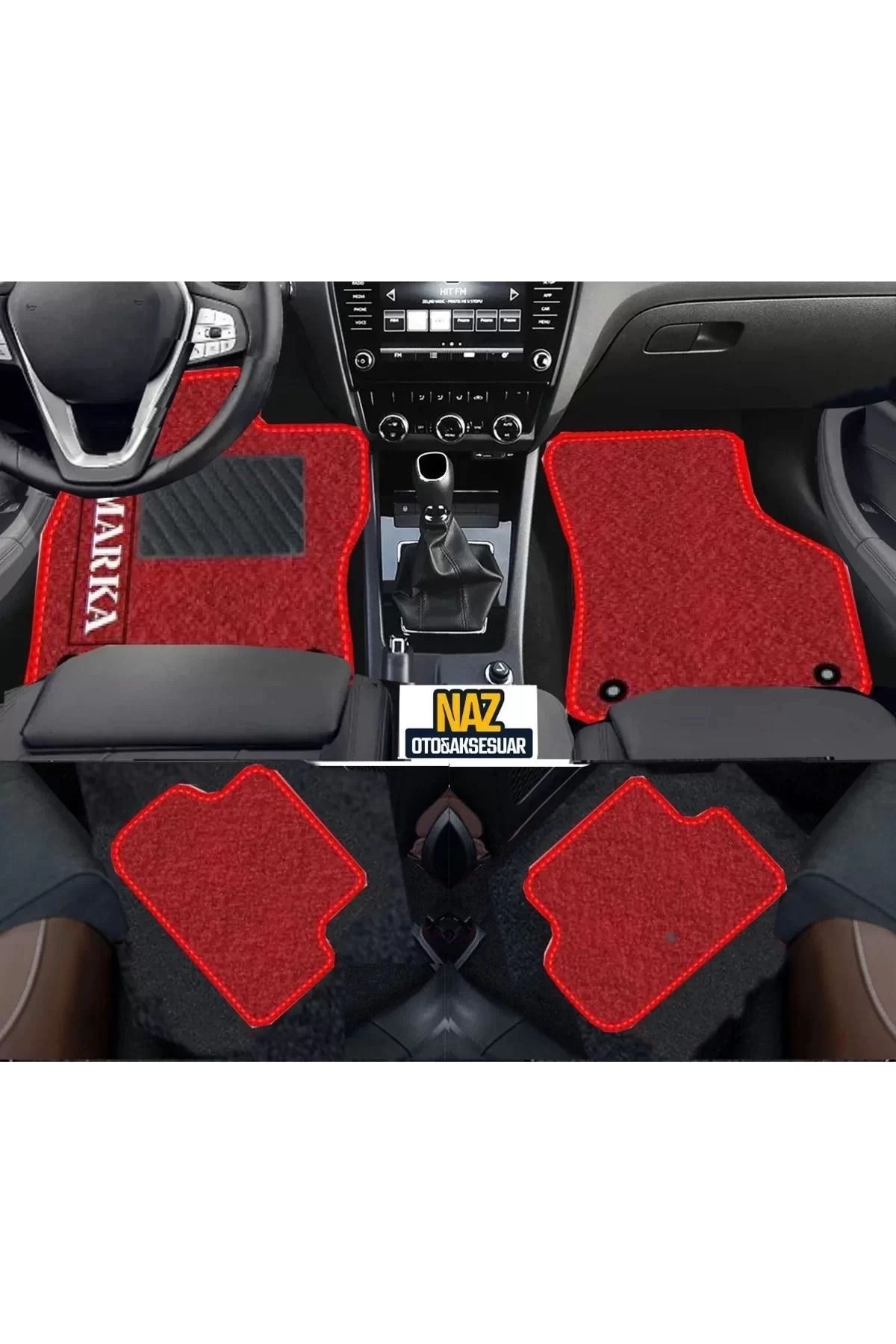 NAZ OTO Renault Kadjar 2015 Sonrası Kırmızı Halı Kırmızı Kenar Petek Topuk
