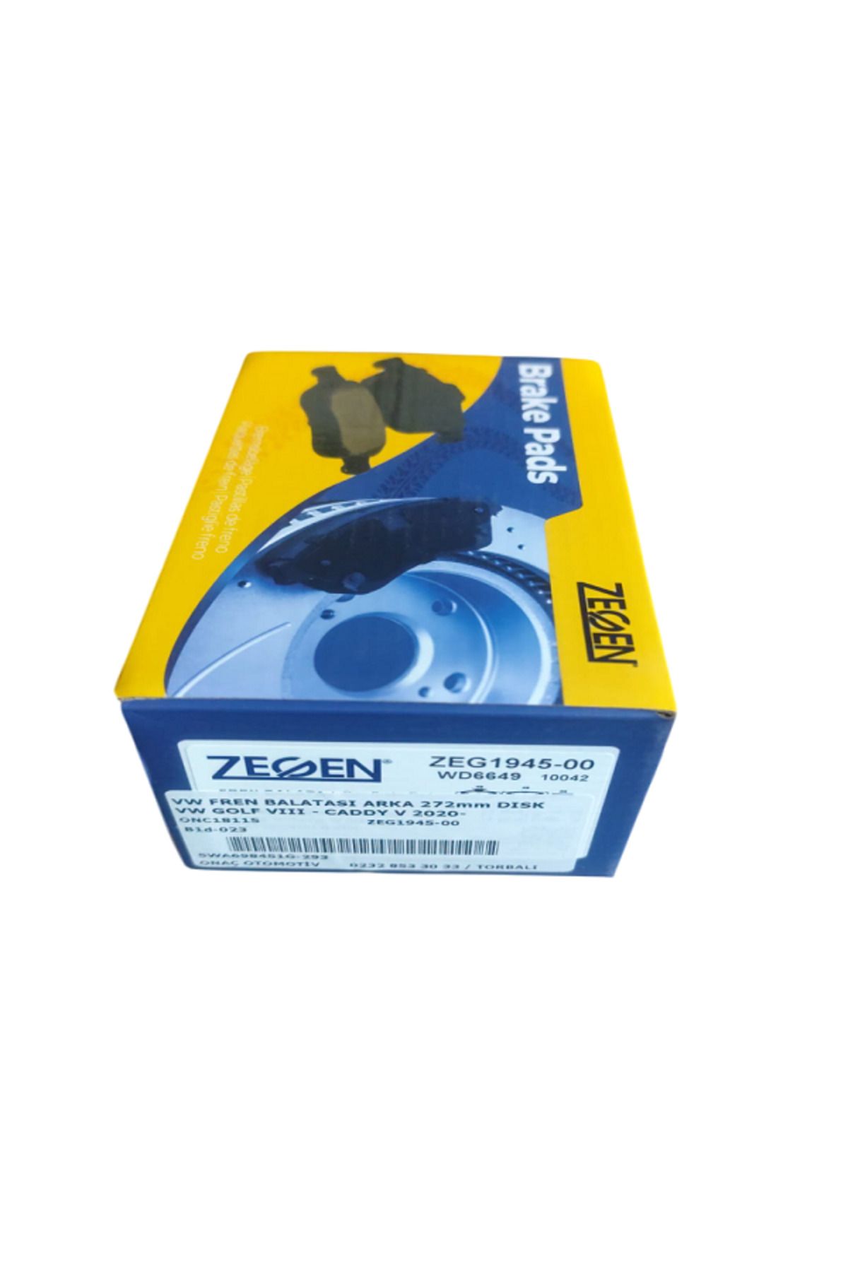 ZEGEN FREN BALATASI ARKA 272mm DISK VW GOLF VIII - CADDY V 2020-
