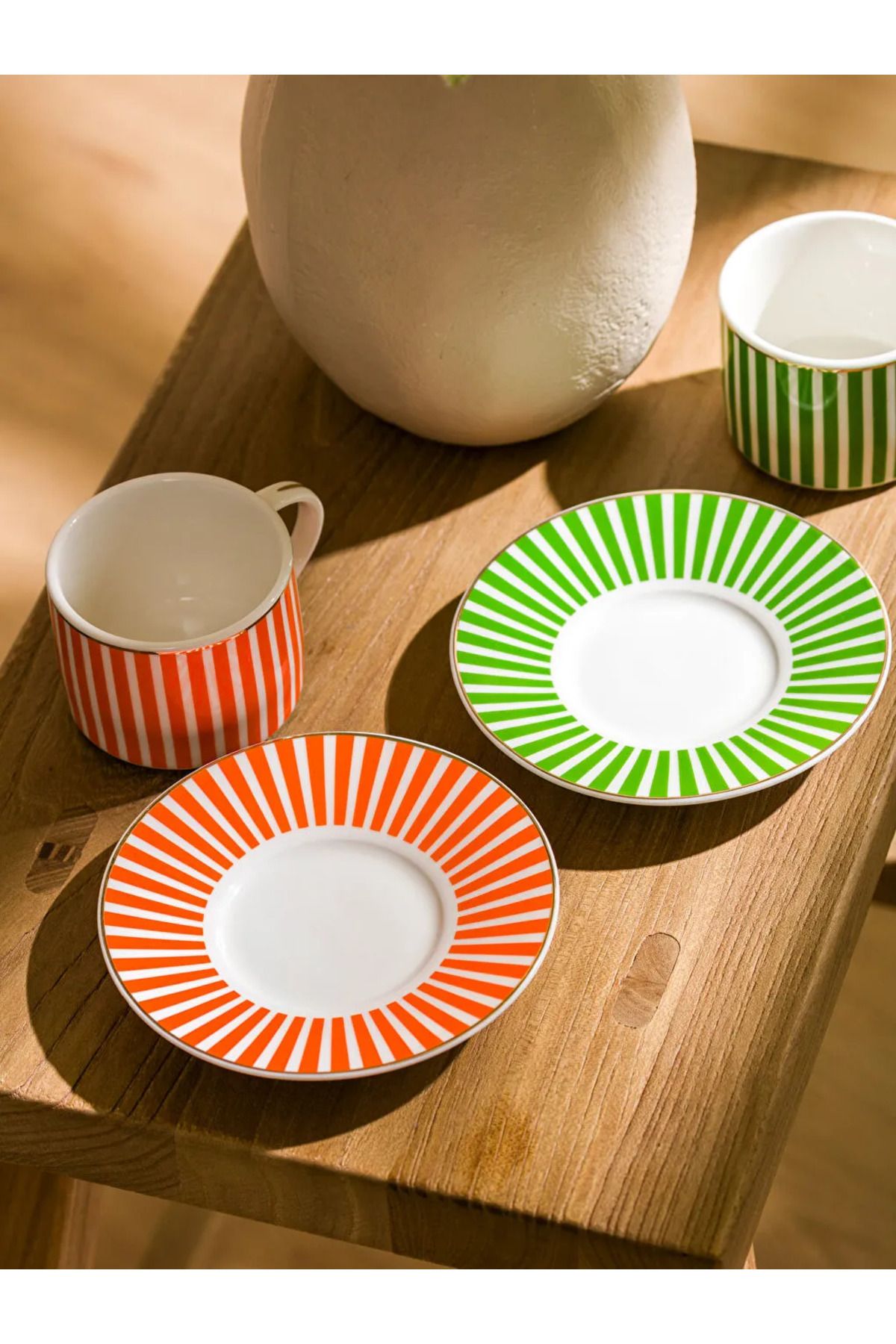 LC Waikiki-Lcw Home Mixed Line Patterned 2-Person Porcelain Coffee Cup Set 90 ml 4