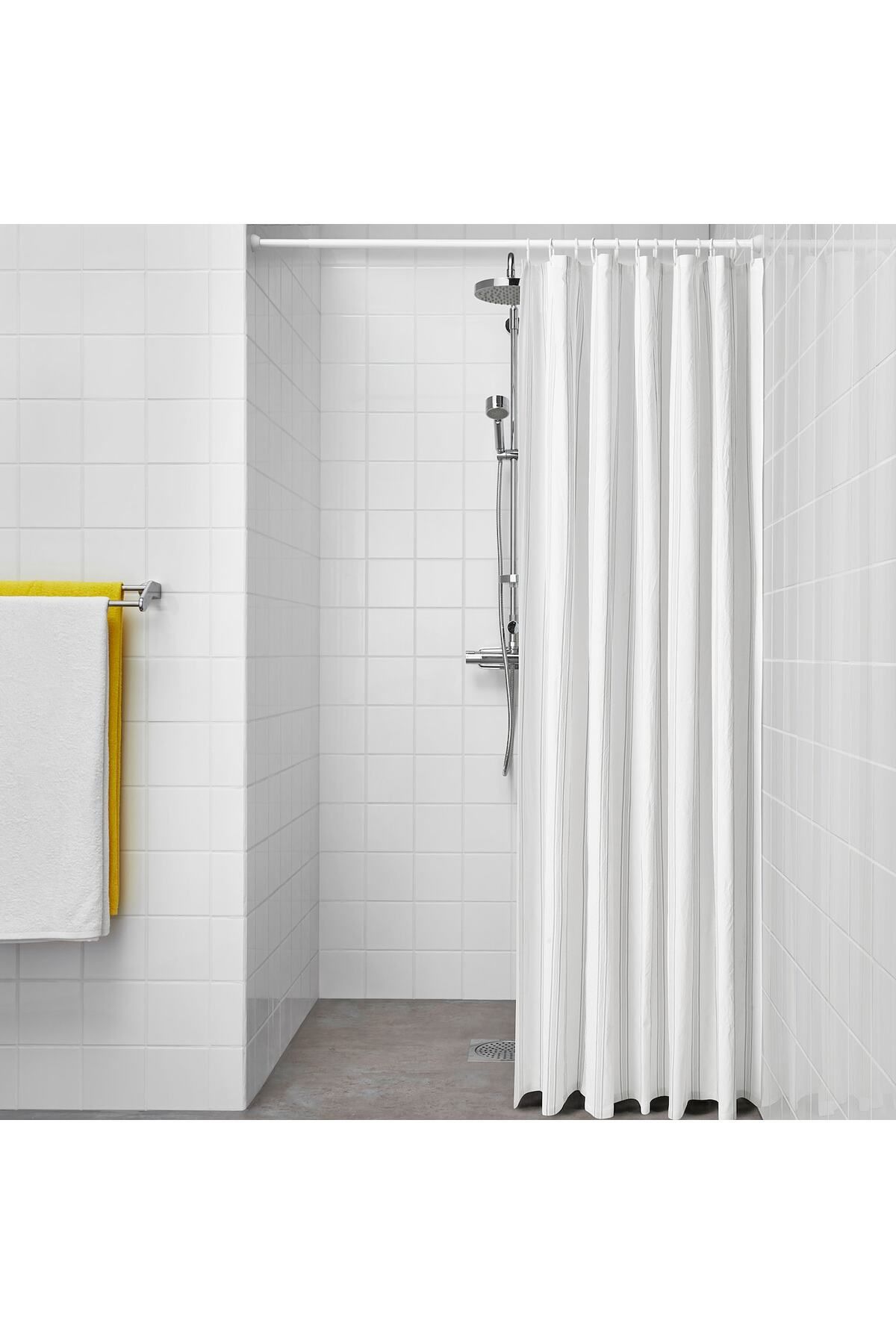 IKEA-SVARTSTARR Shower curtain, white/grey 2