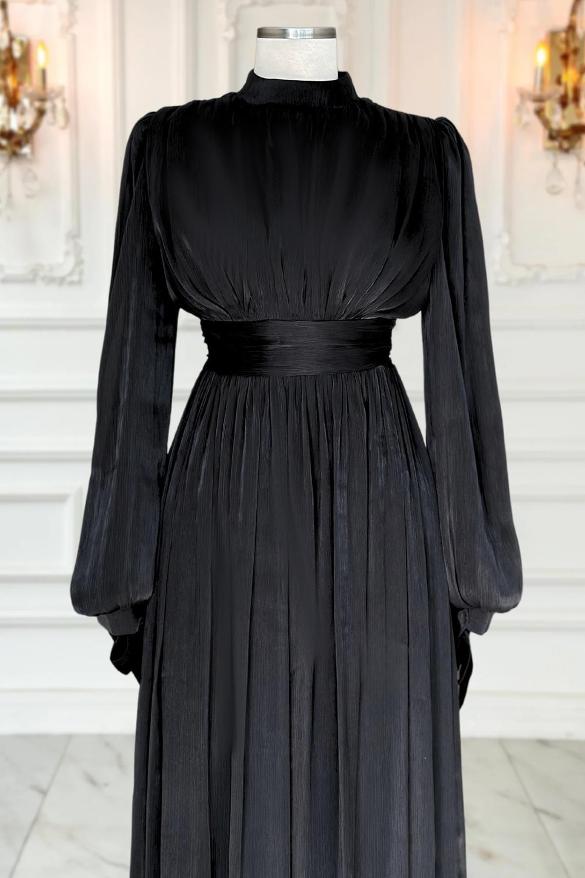Amine Hüma-Black Nida Evening Dress 2