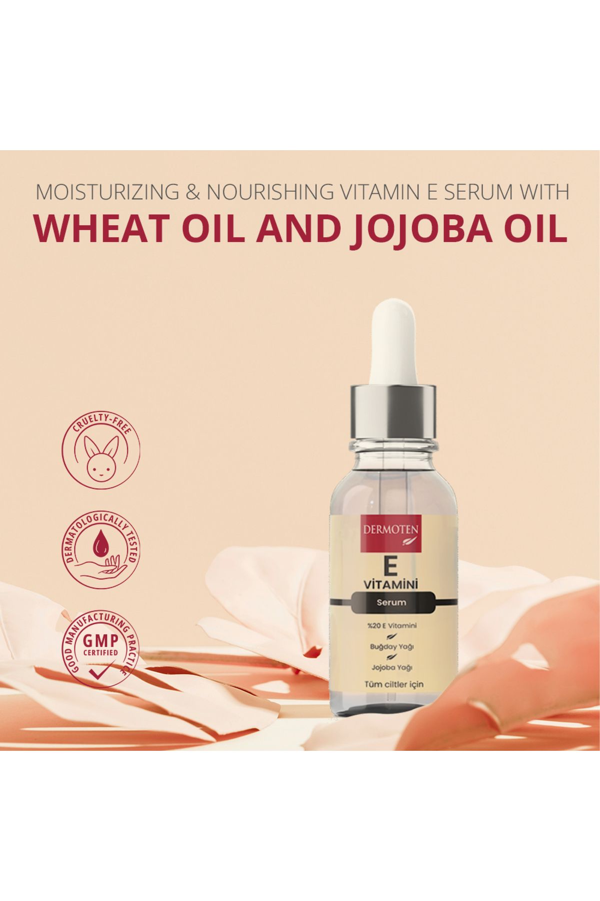 Dermoten-Feuchtigkeitsspendendes Hautpflegeserum mit Vitamin E, 30 ml 2