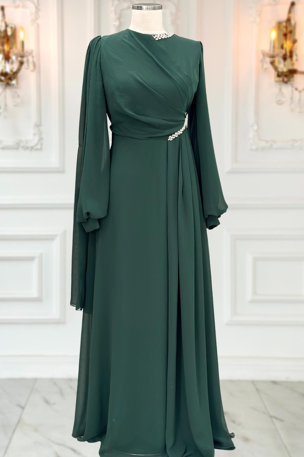 Amine Hüma-Emerald Feza Evening Dress 2