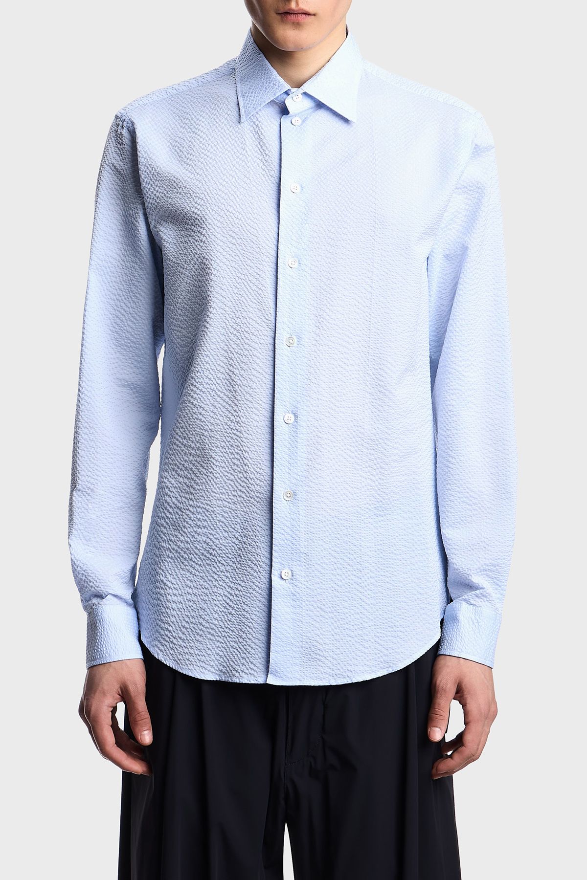 پیراهن یقه کنت بافته شده 100% پنبه Regualr Fit پیراهن مردانه Emporio Armani