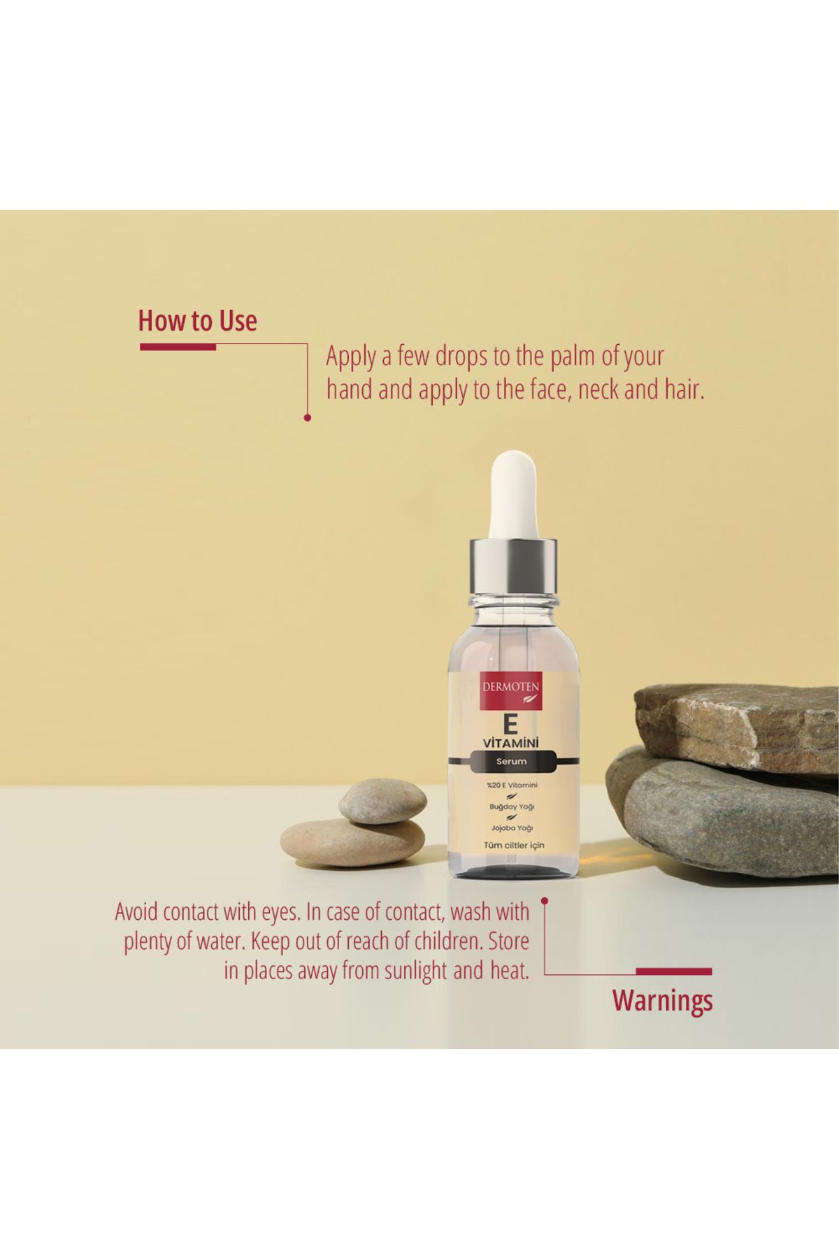 Dermoten-Feuchtigkeitsspendendes Hautpflegeserum mit Vitamin E, 30 ml 3