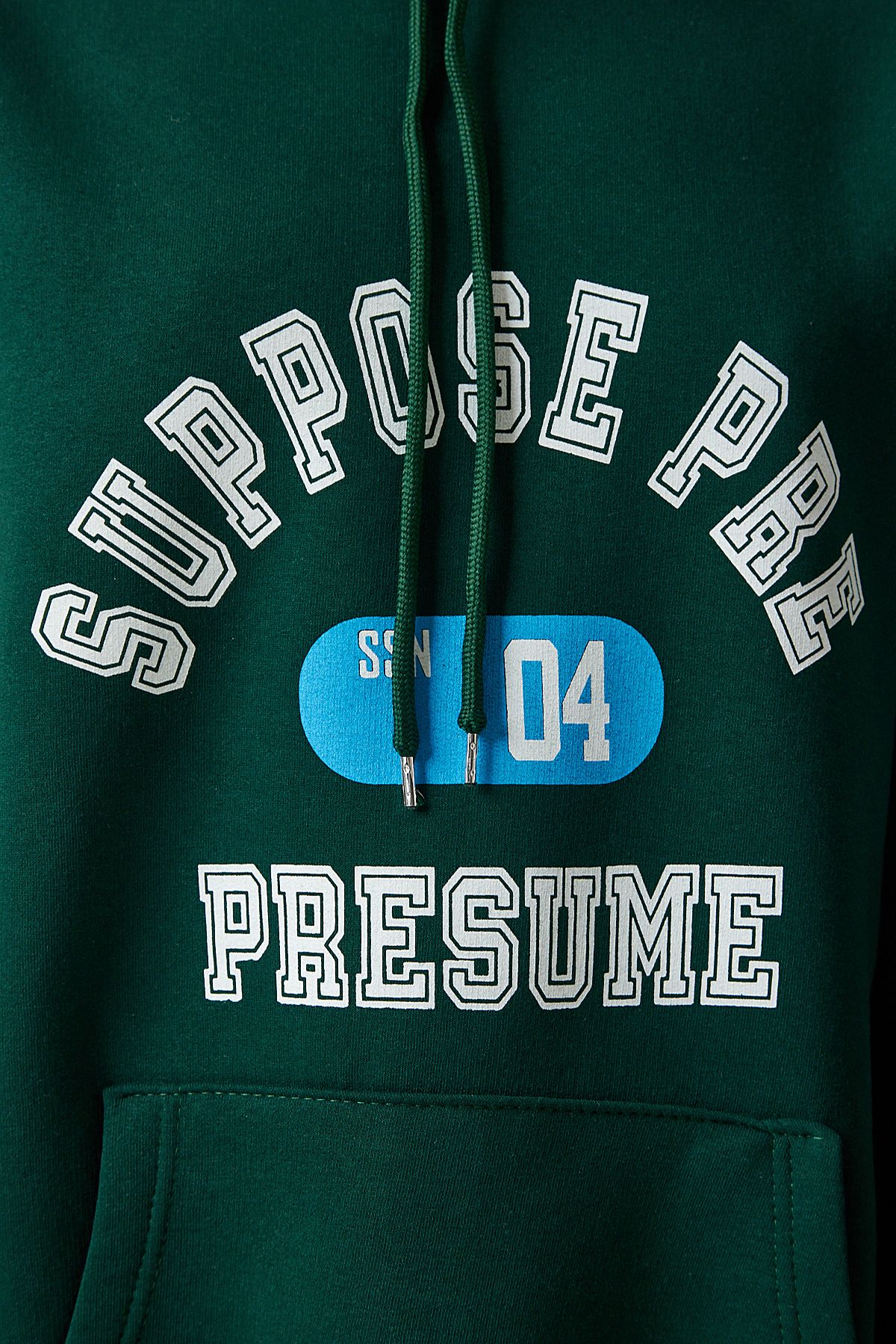 Lovelyİstanbul-Hooded Rose Gold Printed Sweatshirt Emerald Green Low0034 5