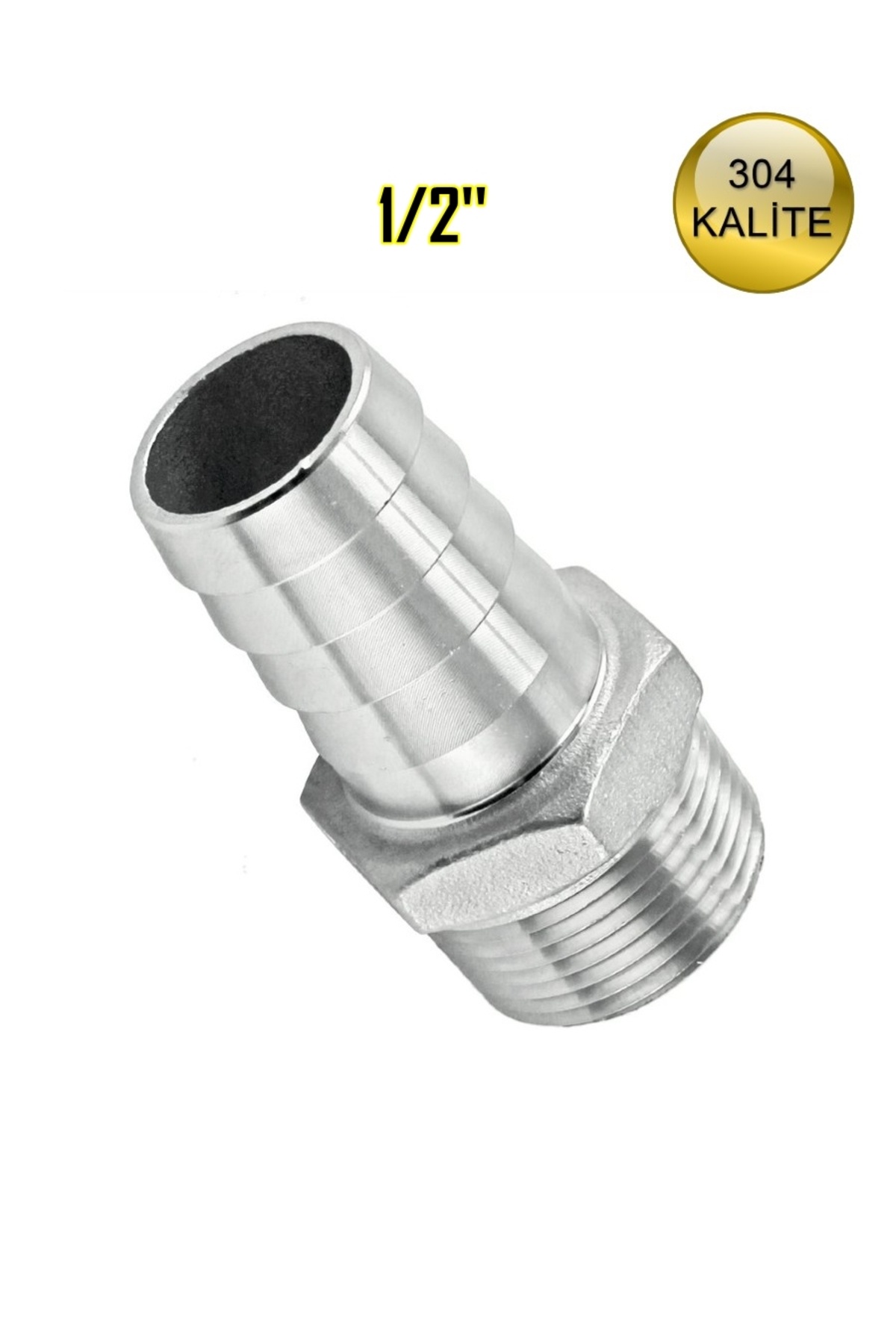 abcpaslanmaz Paslanmaz Çelik Hortum Rekoru Dişli Krom 304 Kalite 1/2''