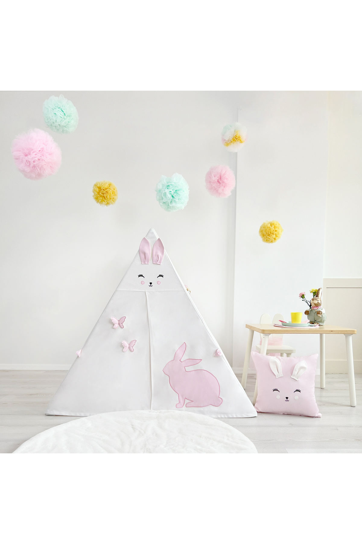 PAMUKA Kamp Çadırı Tavşan - Pembe & Oyun Halısı fotoğrafı 6 (önizleme)