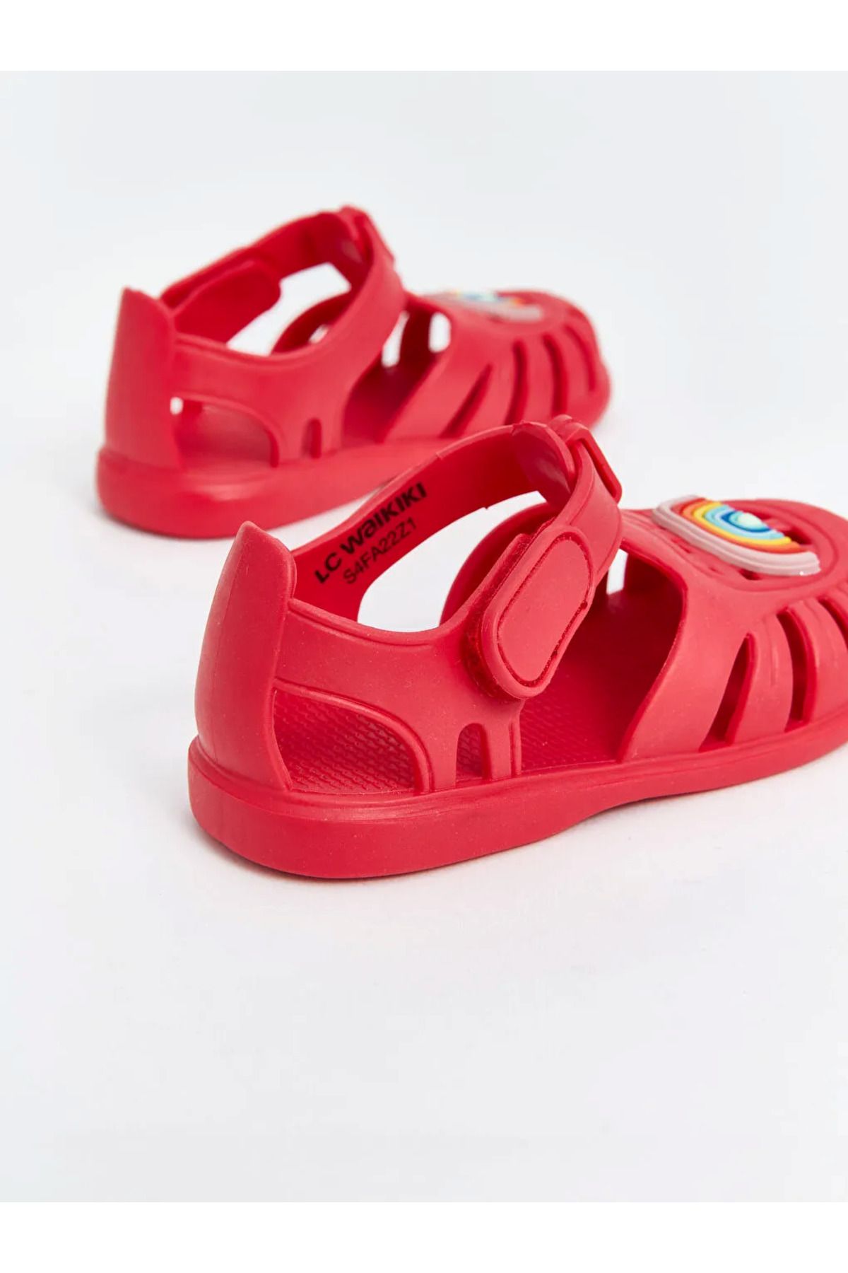 LC Waikiki-Lcw Steps Rainbow Patterned Red Velcro Baby Girl Sandals 5