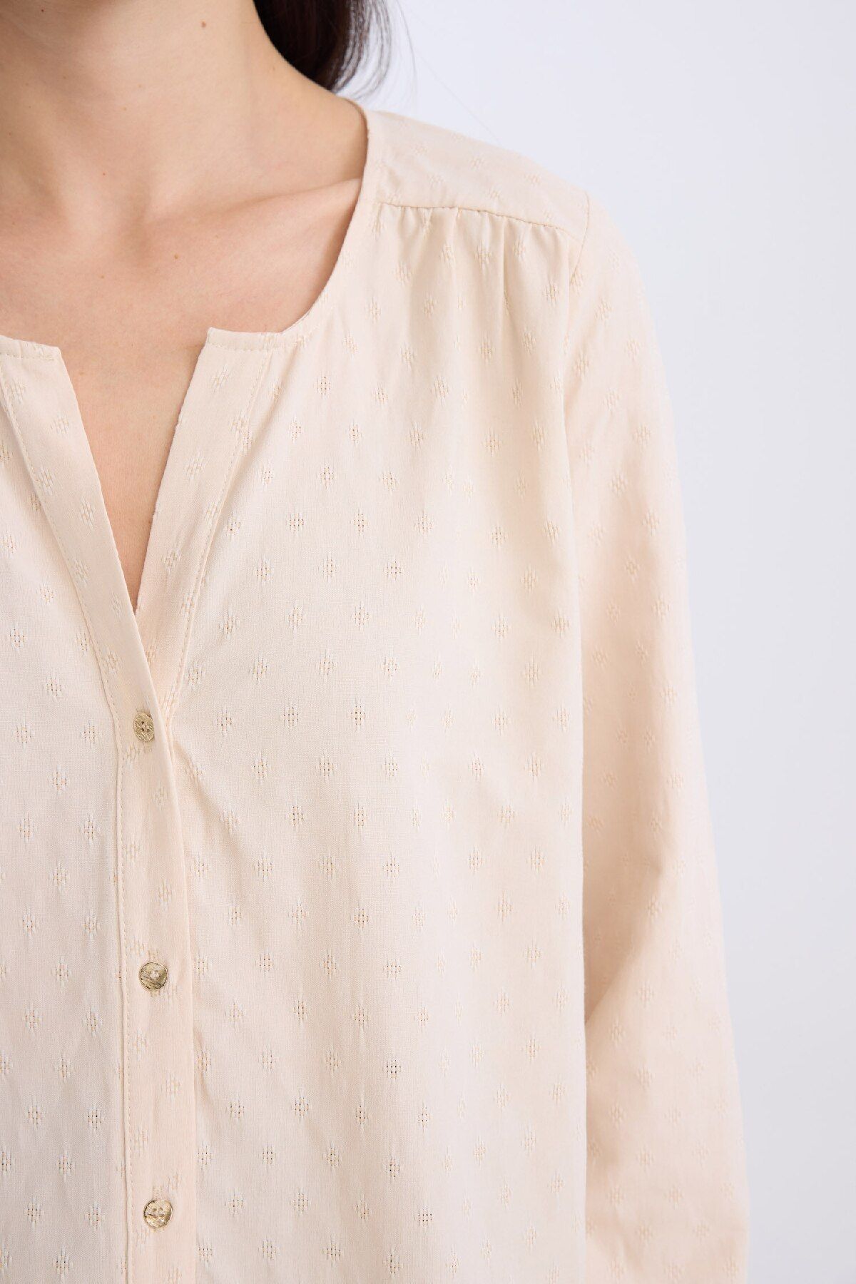 DeFacto-Regular Fit Apache Collar Long Sleeve Shirt E0783Ax25Sp 5