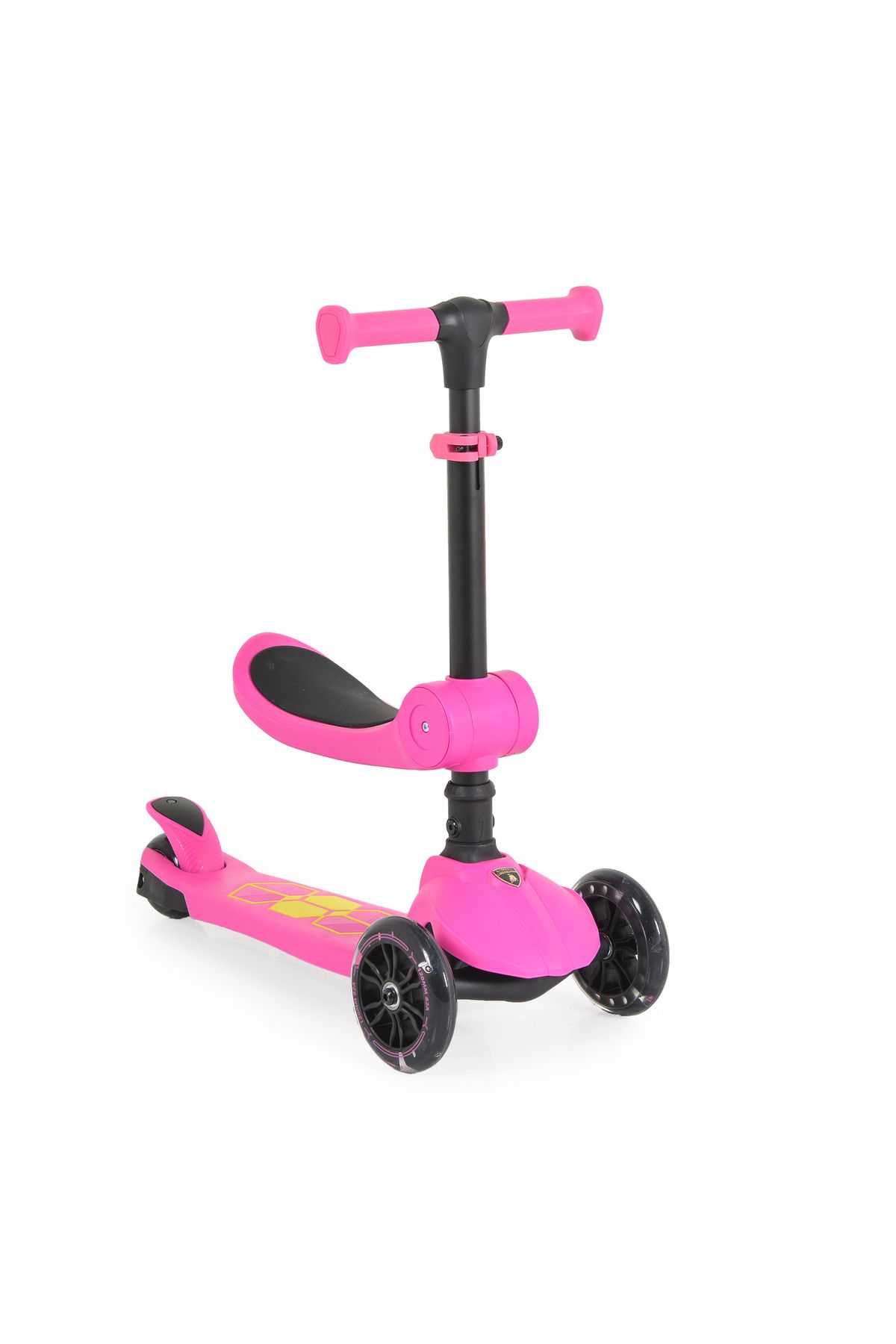OEM Trotineta Copii 2-5 Ani, Lamborghini 2in1 Roz, Scaunel Si Maner Pliabil, Roti Cu Lumini Led Unisex - One Size