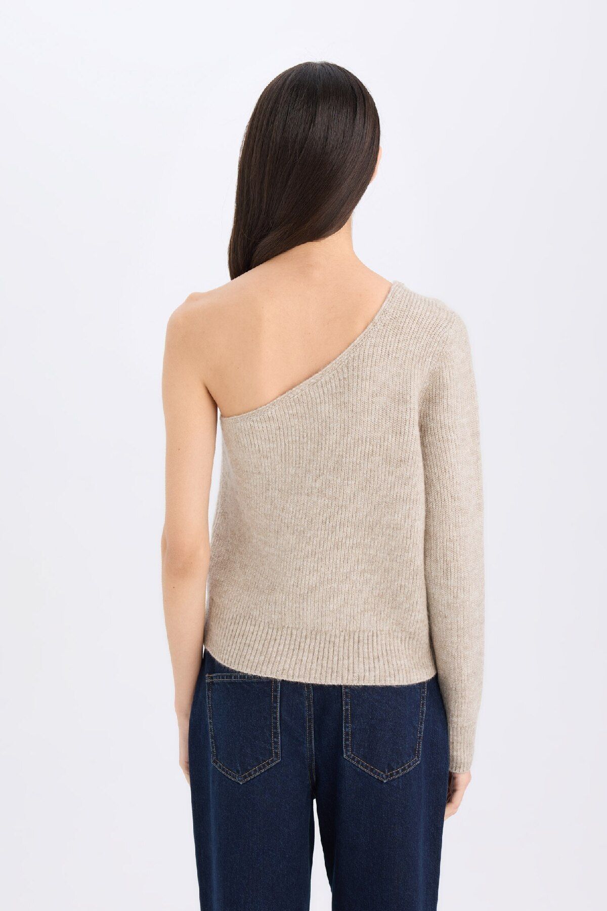 DeFacto-Regular Fit One Shoulder Basic Plain Knitwear Sweater E2308Ax24Wn 6