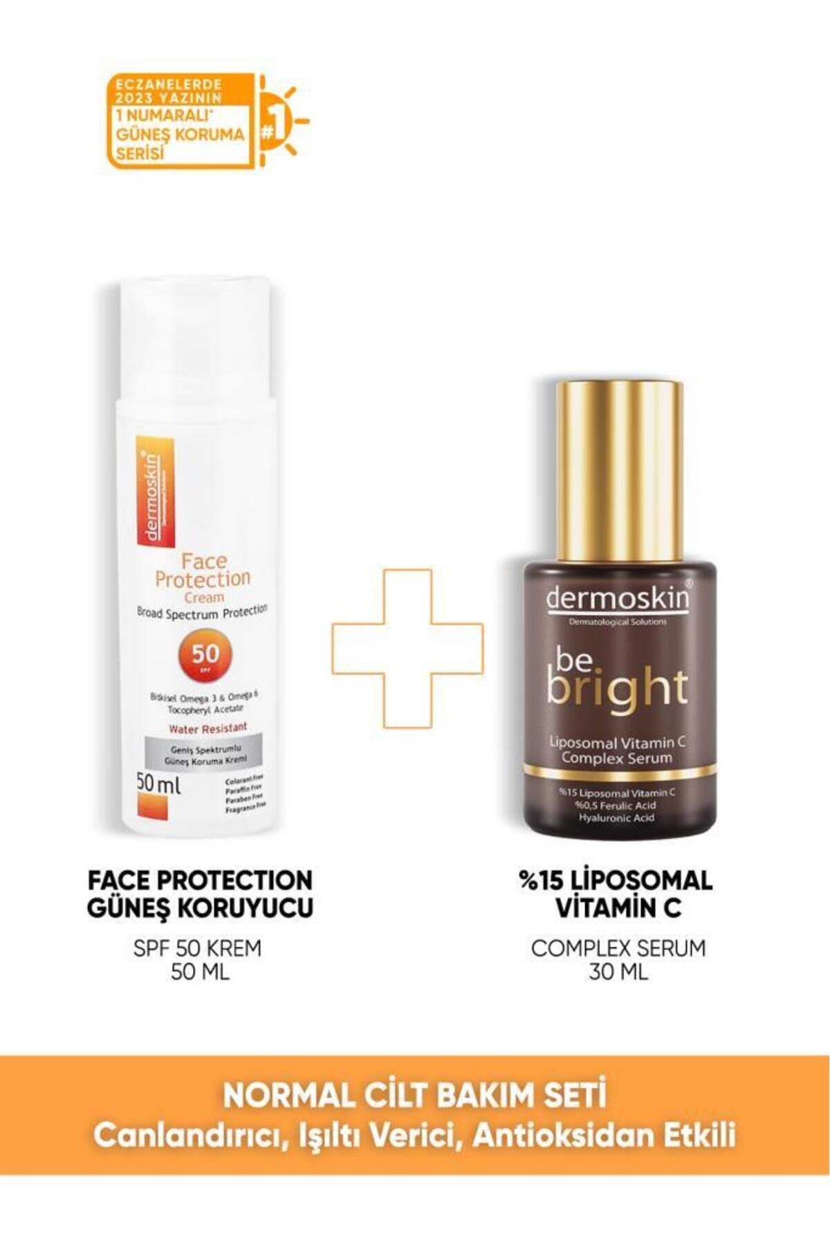 Dermoskin Normal Cilt Tipleri İçin Canlandırıcı Işıltı Verici Antioksidan Etkili Set Spf 50 50ml Serum 30ml