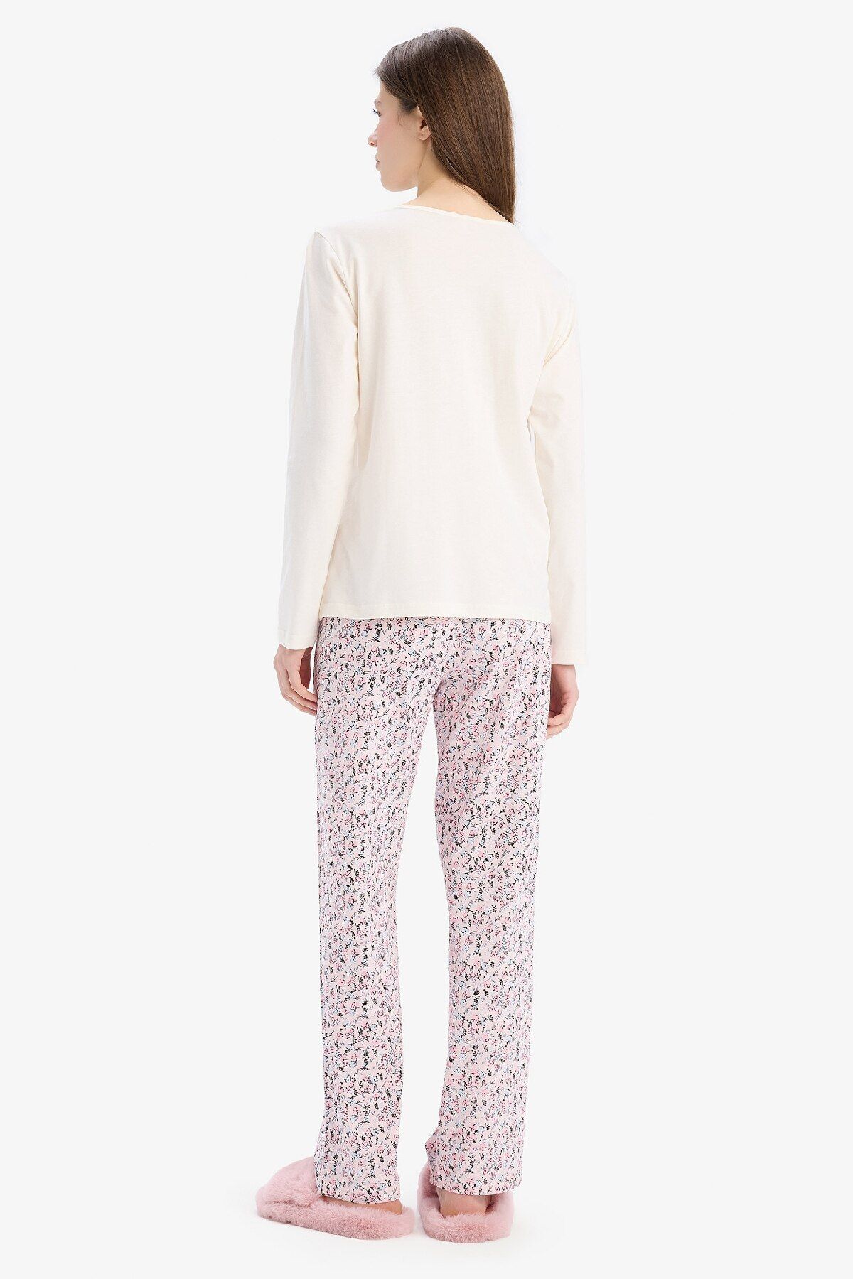 DeFacto-Pajama Set Long Sleeve Top Print Long Bottom Six-Fall in Love E0856Ax25Sp 7