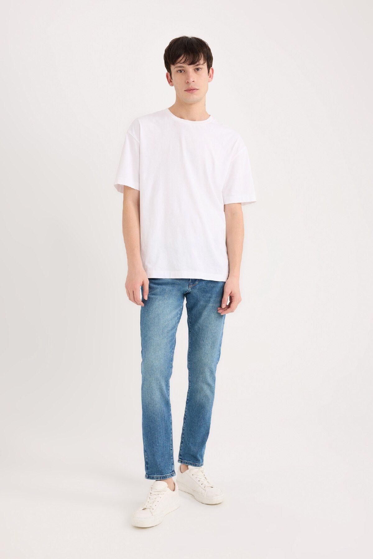 شلوار جین آبی مردانه SLIM FIT BARN قالب باریک کمر Defacto