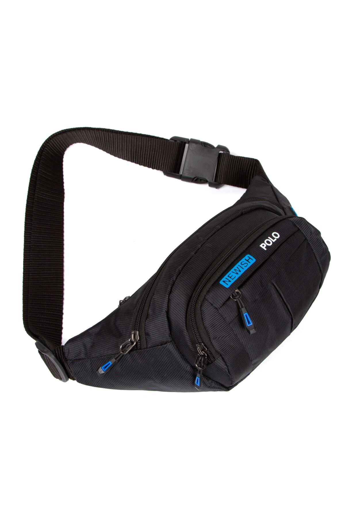 Newish Polo Su Geçirmez Kulaklık Usb Çıkışlı Unisex Siyah Çapraz Askılı Bel Omuz Ve Spor Çanta görsel 8