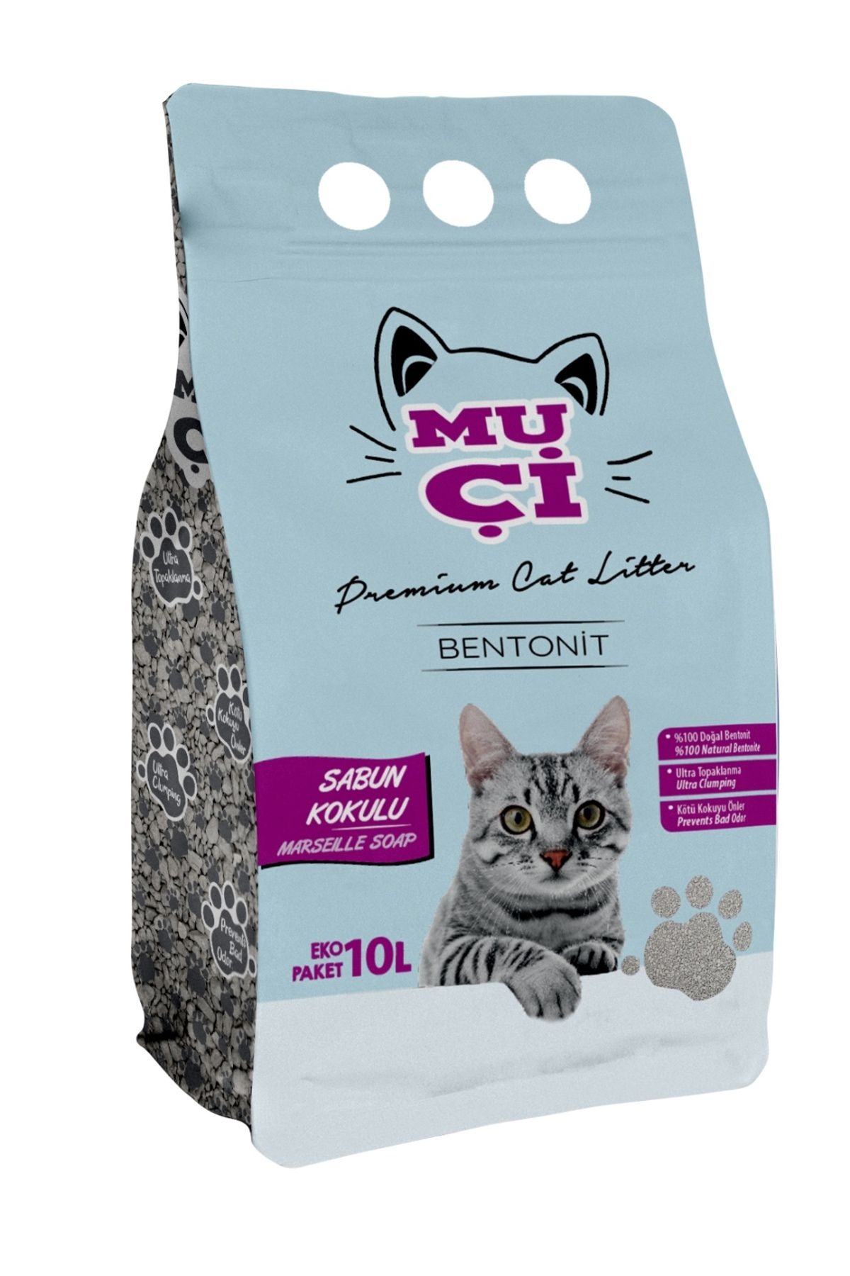 Muçi Kedi Kumu Bentonit Topaklanan Lavanta Kokulu 10 lt