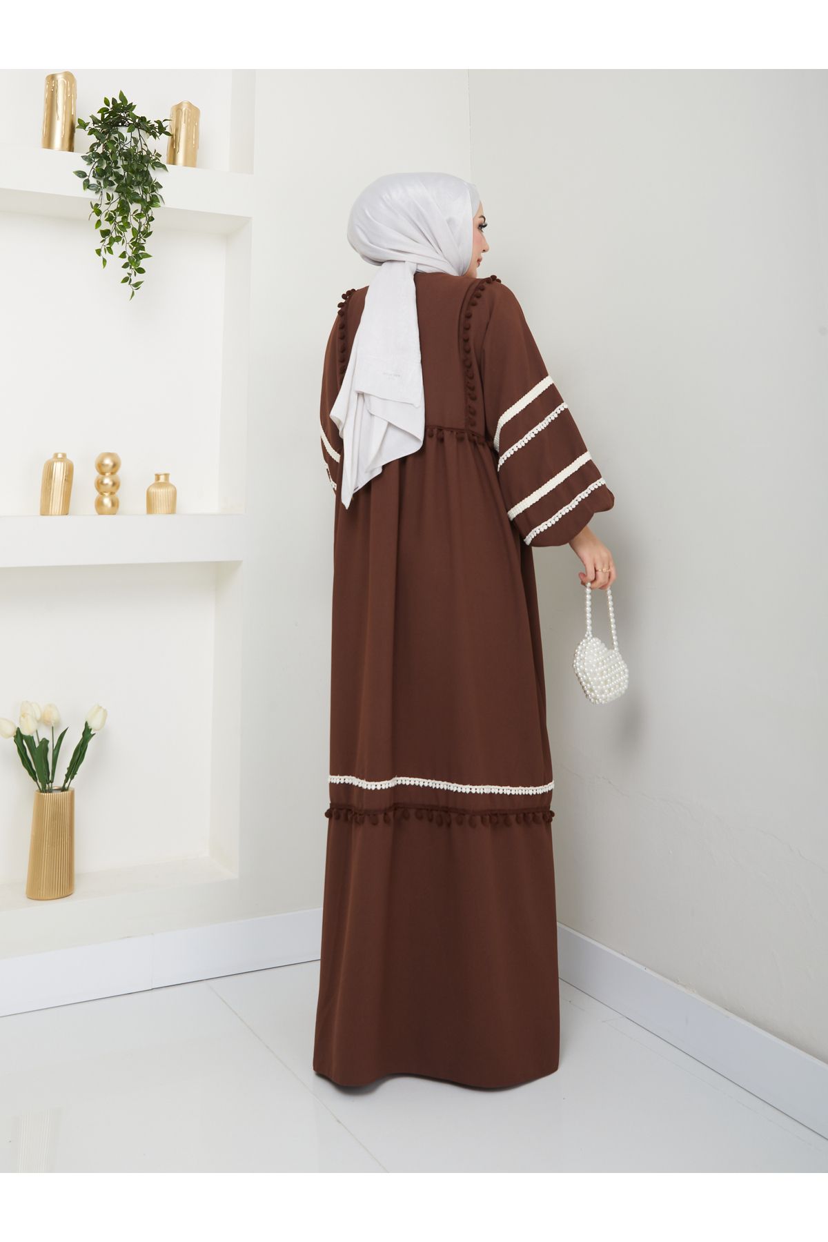 VOLT CLOTHİNG-Women's Stripe Embroidered Wide Dress 7