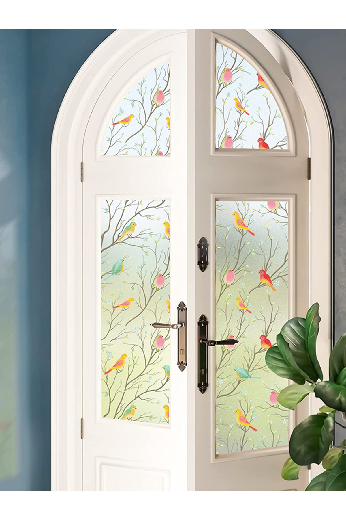 Choice-55x100cm Stained Glass Window Privacy Film Non-Adhesive Static Cling Sun Blocking Window Film Heat B 7
